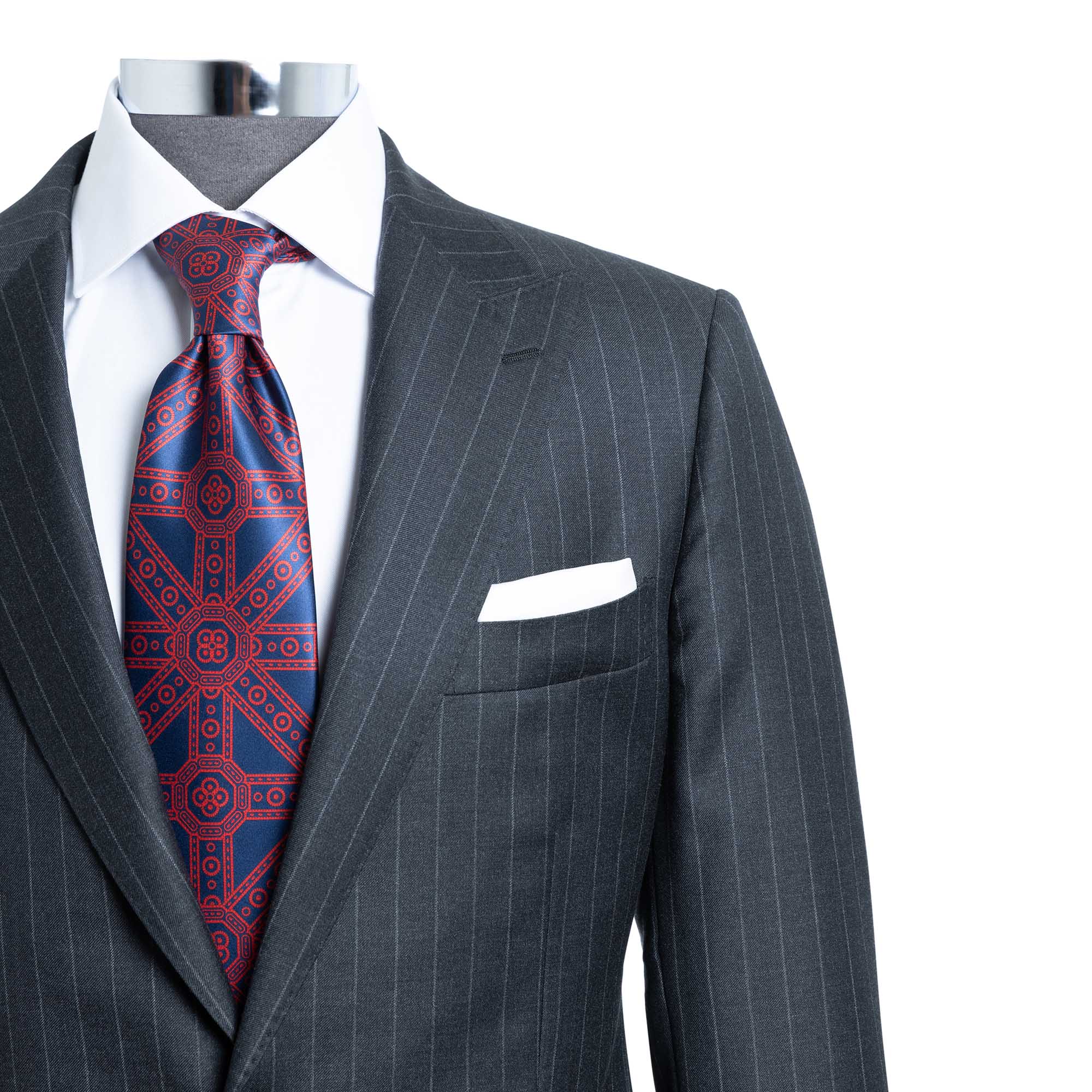 HENRY SARTORIAL Westminster Peak Lapel Suit - Charcoal Stripe Regular Fit Men's Business Suit | Formal Wear for Weddings, Office & Special Occasions