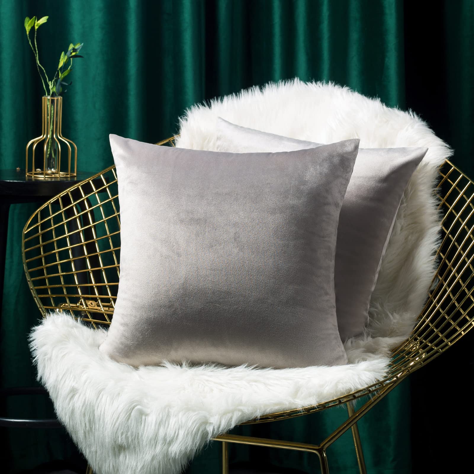 AVOE Pack of 2 Velvet Throw Pillow Covers 20x20 Inch - Soft Decorative Cushion Cases for Sofa, Couch & Bedroom - Luxurious Deep Grey Home Decor - Perfect for Living Room Accents & Cozy Bedding