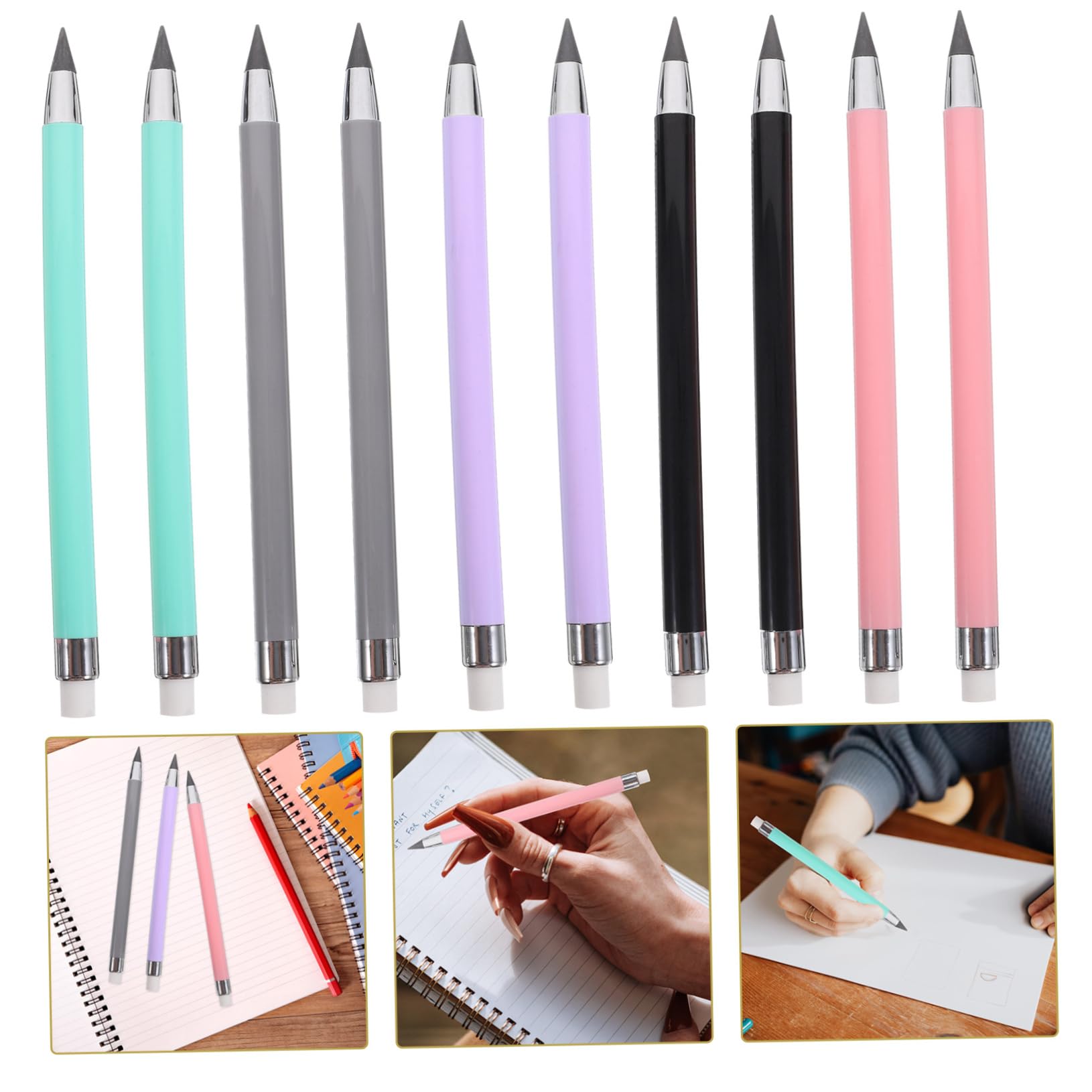 PLAFOPE 10-Pack Professional Drawing Pencils for Artists - No Sharpening Needed, Everlasting Graphite Pencils with Eraser - Perfect for Sketching, Shading & Art Projects (Ideal for Students & Professionals)