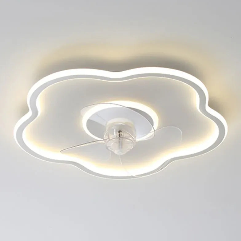 Modern White Irregular Ceiling Fan with LED Light - Energy Efficient Cooling & Stylish Lighting for Living Room, Bedroom, or Patio