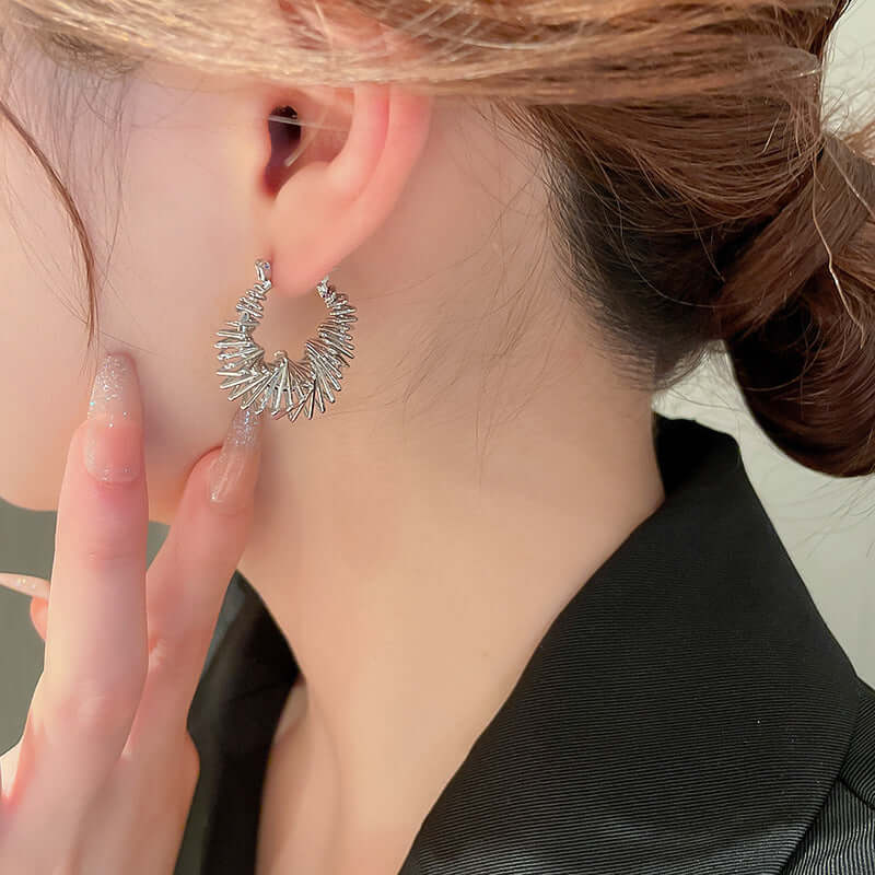 Trendy Spiral Triangle Hoop Earrings for Women | R1619 | Perfect for Parties, Date Nights & Everyday Wear