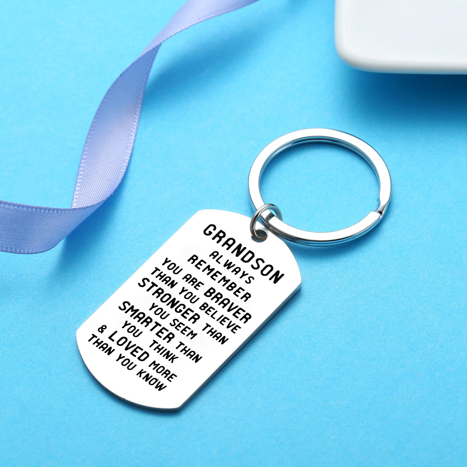 Inspirational Grandson Keychain - Thoughtful Gift from Grandmother & Grandparents with Powerful Message - Perfect for Birthdays, Graduation & Special Occasions