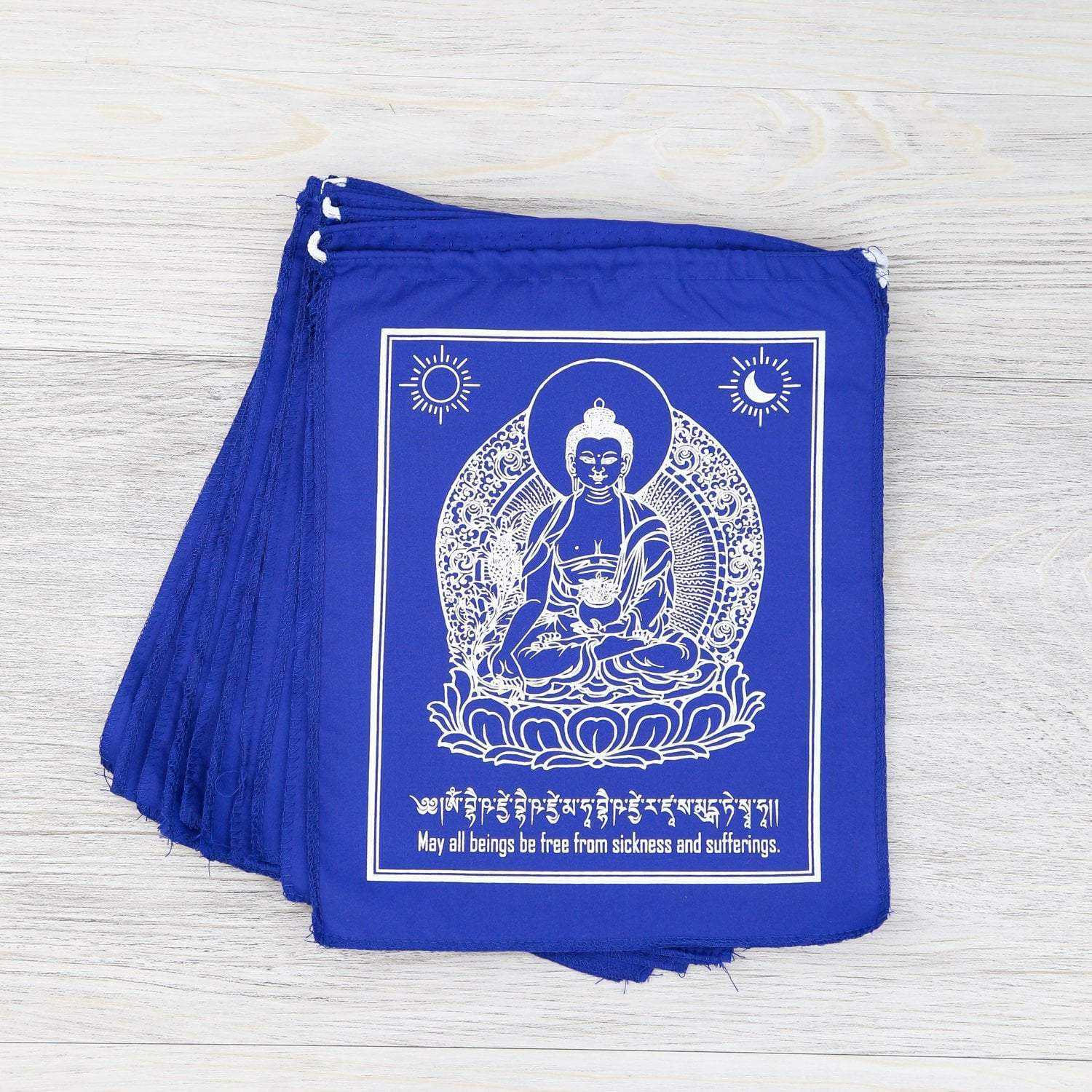 Authentic Healing Blue Buddha Prayer Flags for Meditation, Yoga & Spiritual Decor – Perfect for Home, Garden & Sacred Spaces