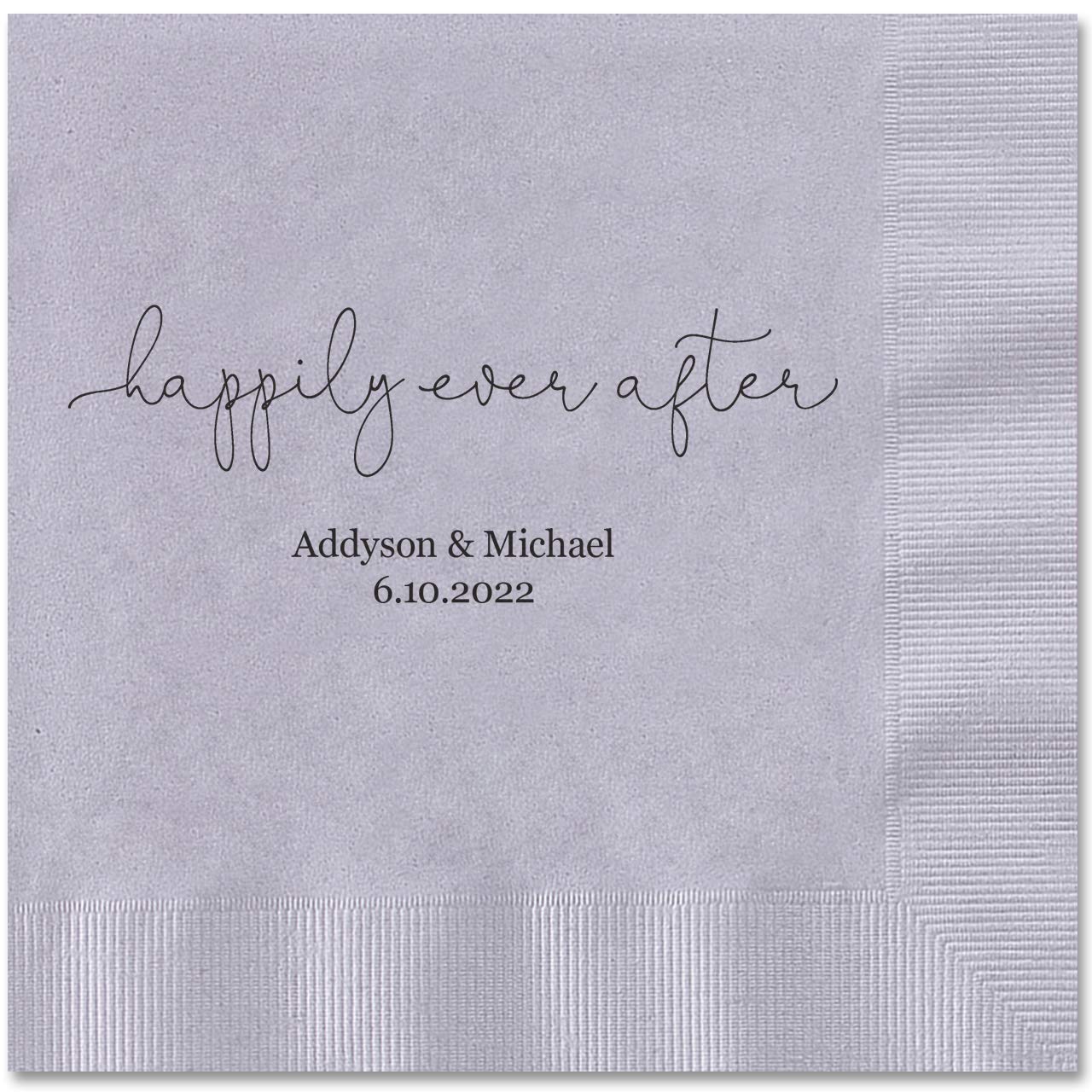 Personalized Beverage Napkins - 100 Silver Grey 3-Ply Cocktail Napkins with Foil Option | 4.75