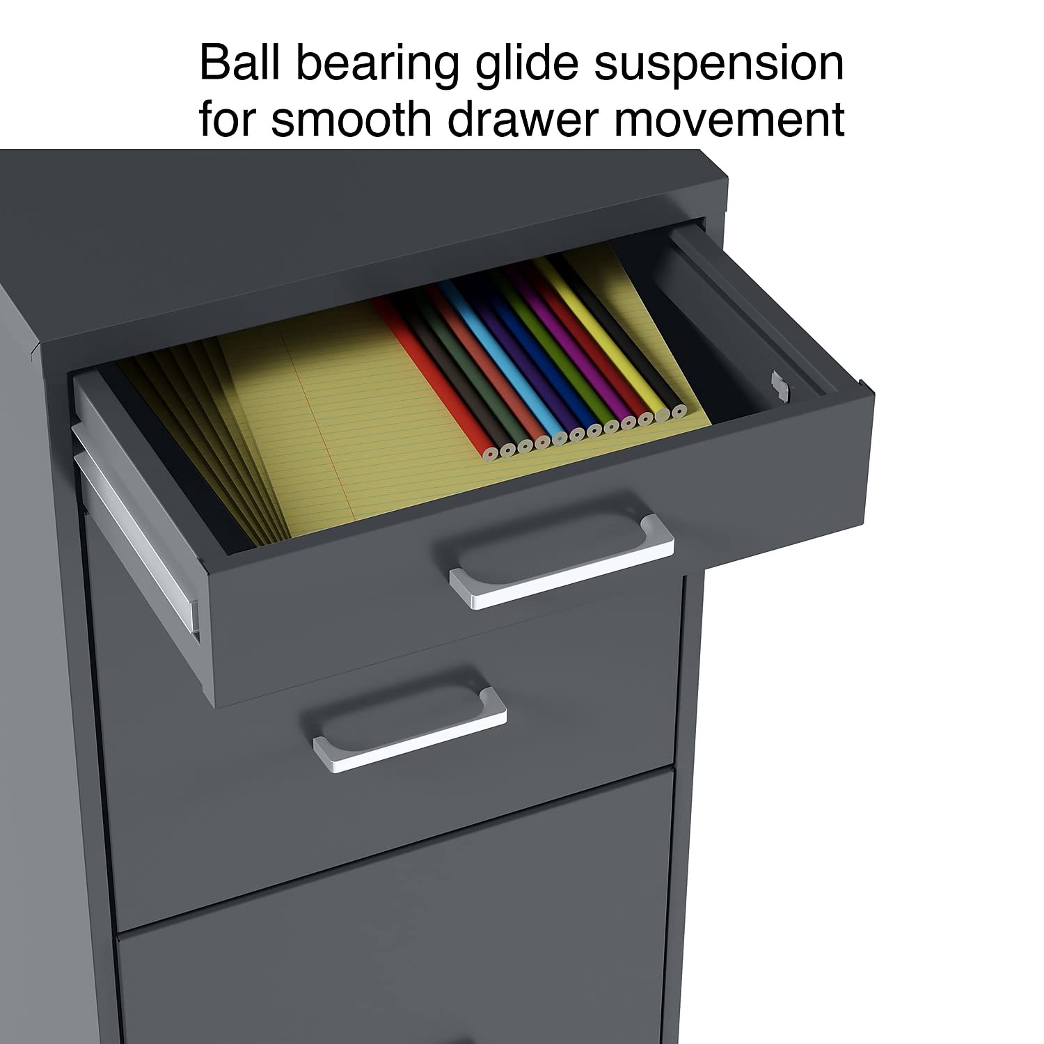 Staples 3-Drawer Vertical Locking File Cabinet - Letter Size, Charcoal Finish, 18