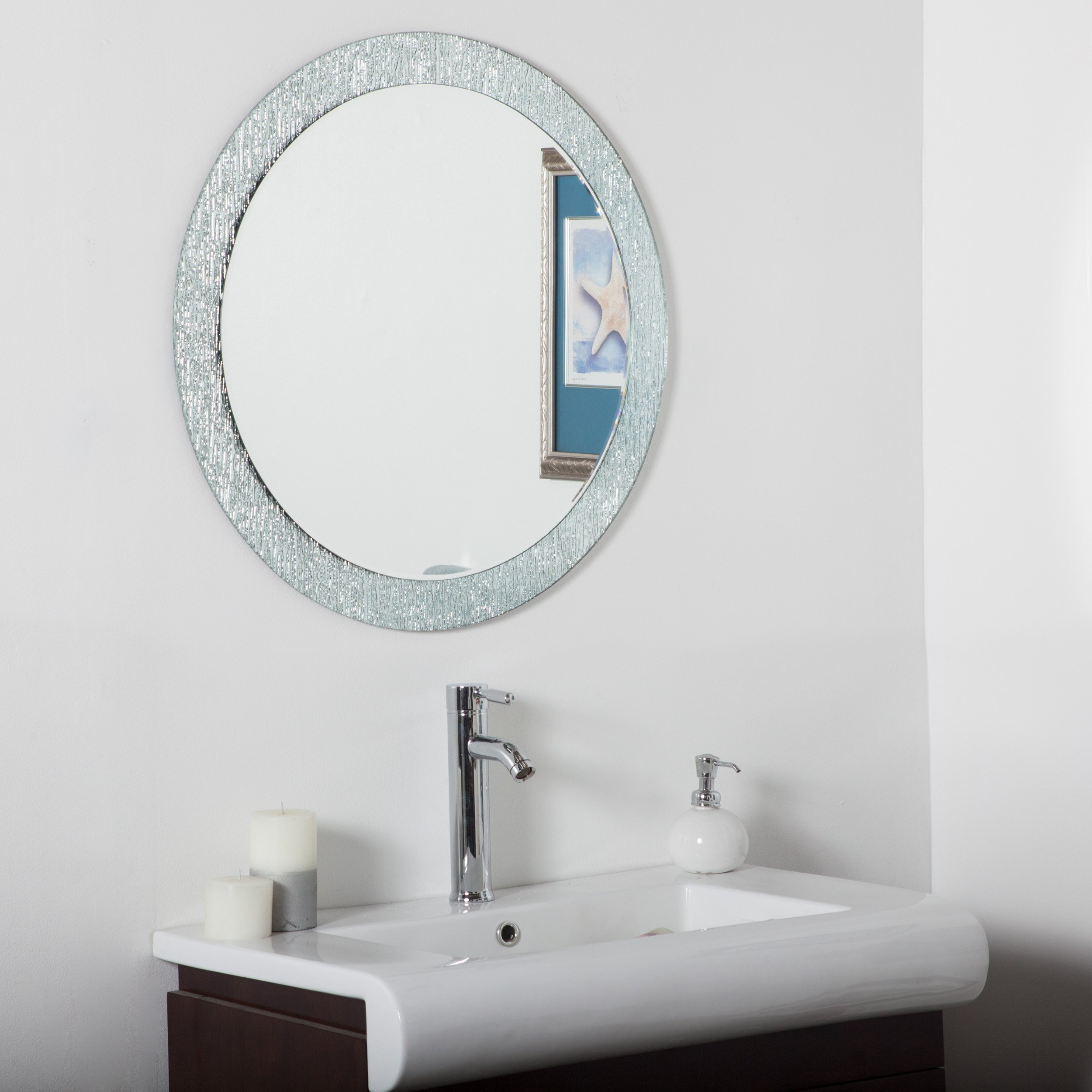 Round LED Bathroom Mirror with Anti-Fog Function - Modern Vanity Mirror for Bathroom, Bedroom & Makeup Area - Perfect for Shaving, Grooming & Home Decor