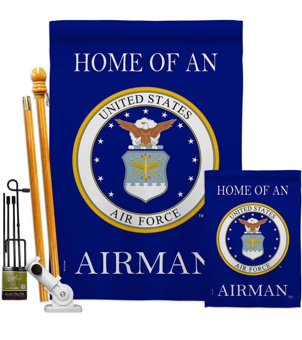 USAF Armed Forces Garden House Flags Kit - Double-Sided 28x40 Inch American Military Veteran Yard Banner - Made in USA - Perfect for Patriotic Home Decor & Military Appreciation Gifts