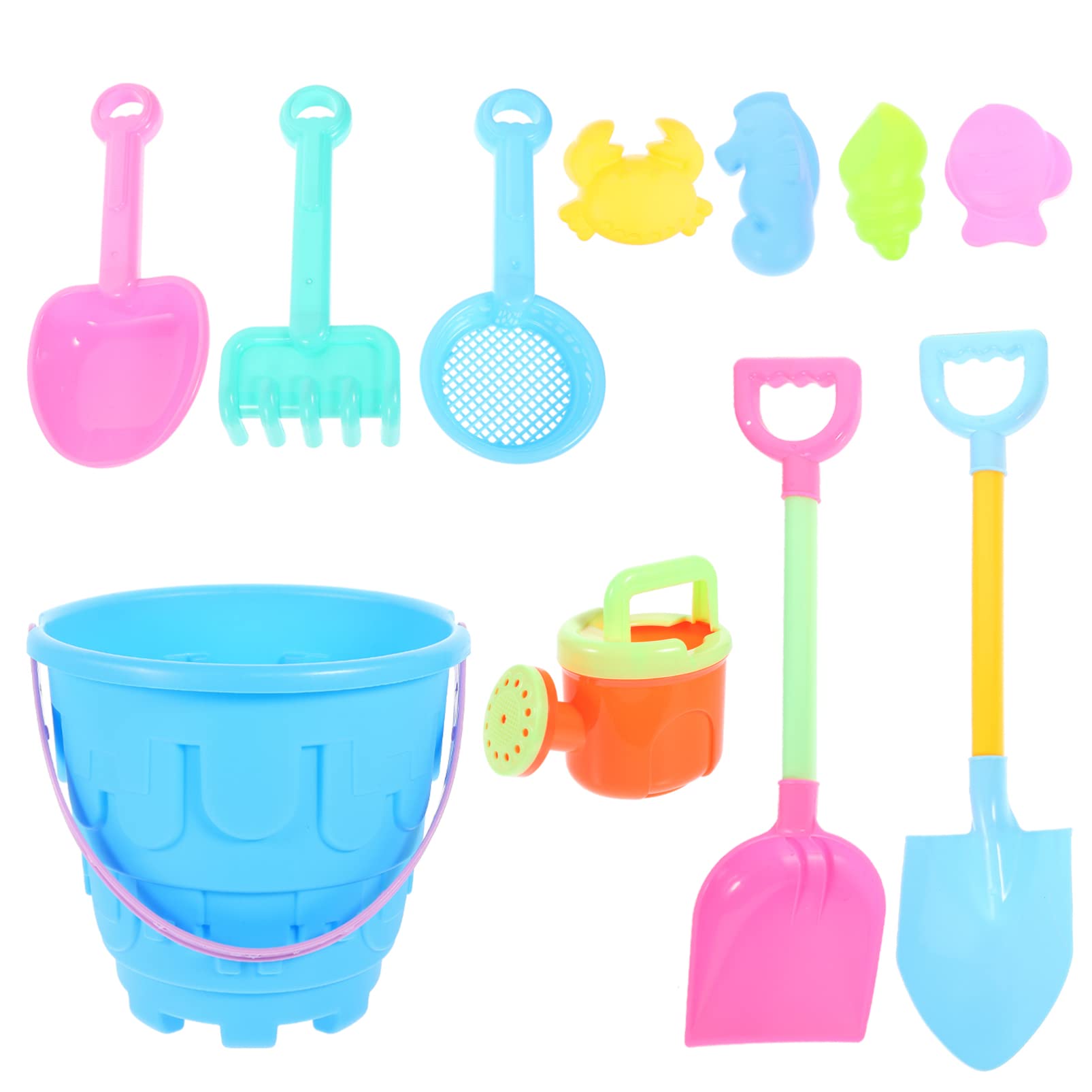 Toyvian Kids Beach Sand Toys Set - Sand Bucket, Shovels, Rakes & Castle Molds for Outdoor Summer Play | Random Color | Perfect for Beach, Sandbox & Backyard Fun