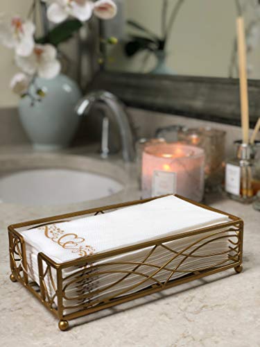 Premium Gold Elegant Napkin Holder & Paper Towel Tray - Durable Guest Hand Towel Storage Caddy for Bathroom, Kitchen, Dining Table - Perfect for Weddings, Parties, Hotels & Office Decor - Indoor & Outdoor Use