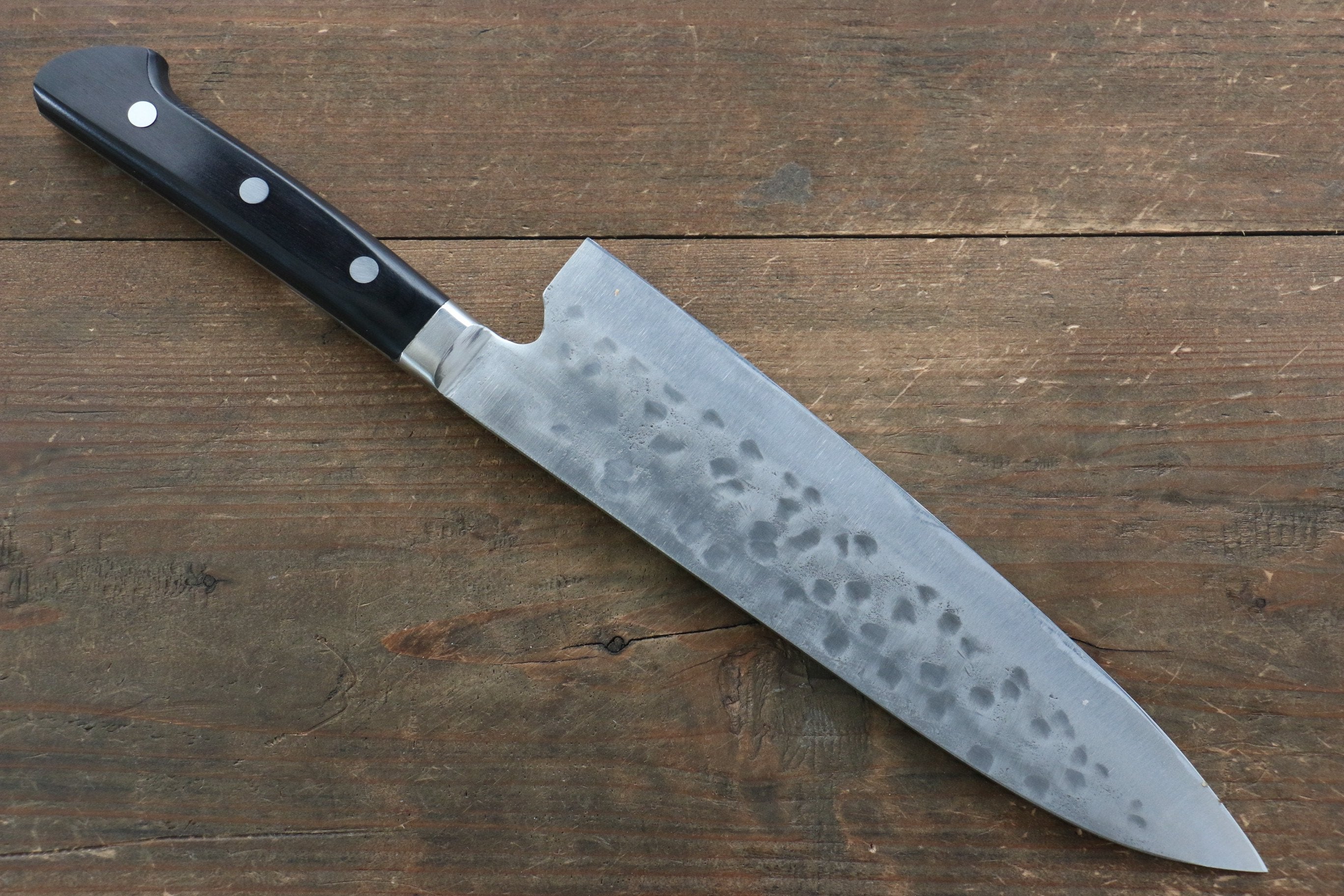 Fujiwara Teruyasu Maboroshi No.1 White Steel Nashiji Hammered Gyuto 210mm Japanese Chef Knife with Black Pakkawood Handle - Perfect for Sushi, Meat Cutting & Professional Kitchen Use