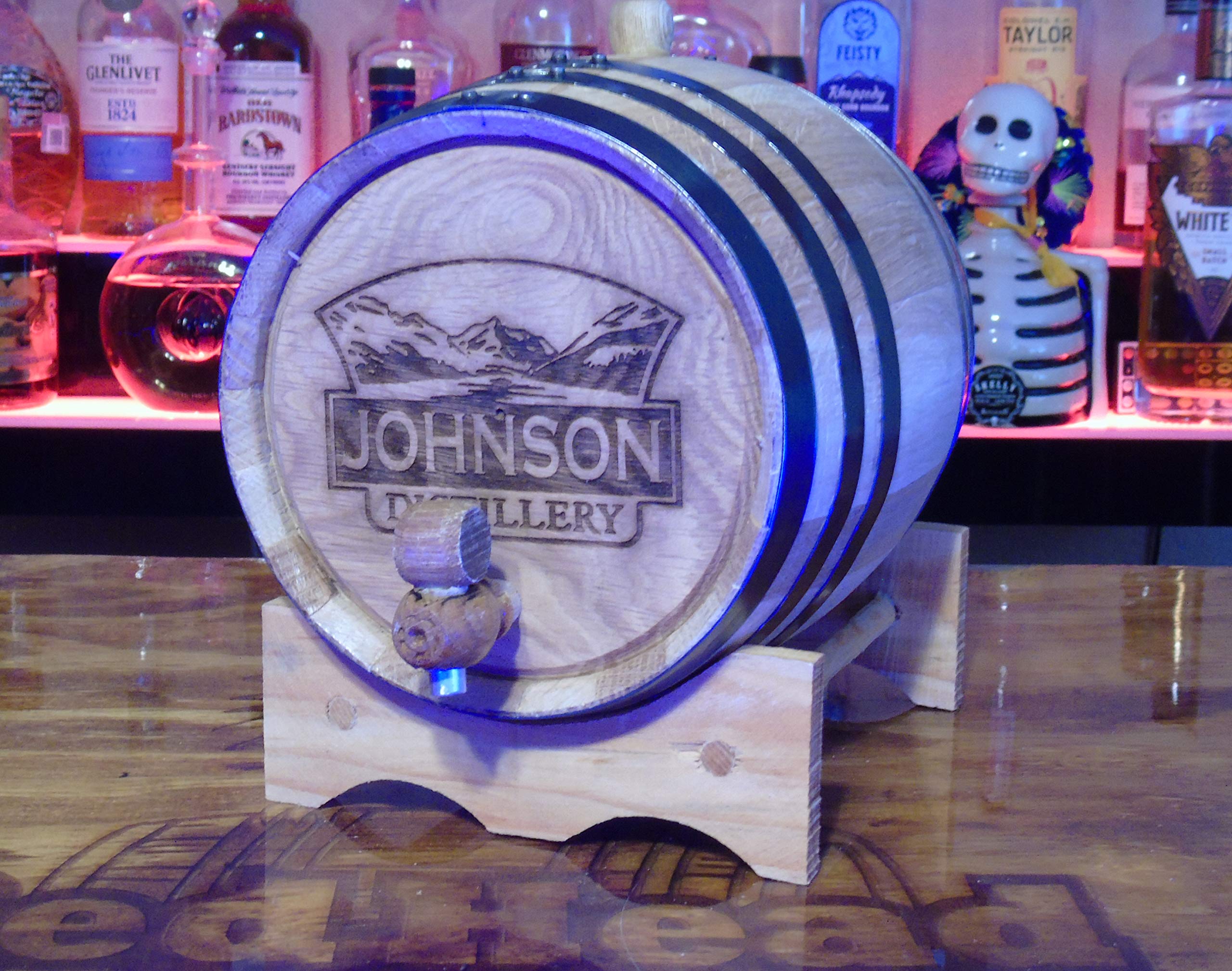 Personalized Engraved White American Oak Aging Barrel (3 Liter) - Premium Wooden Whiskey, Bourbon, Wine & Spirits Barrel for Home Brewing & Aging | Custom Name/Design | Perfect for Home Bar, Gifts & Craft Distilling