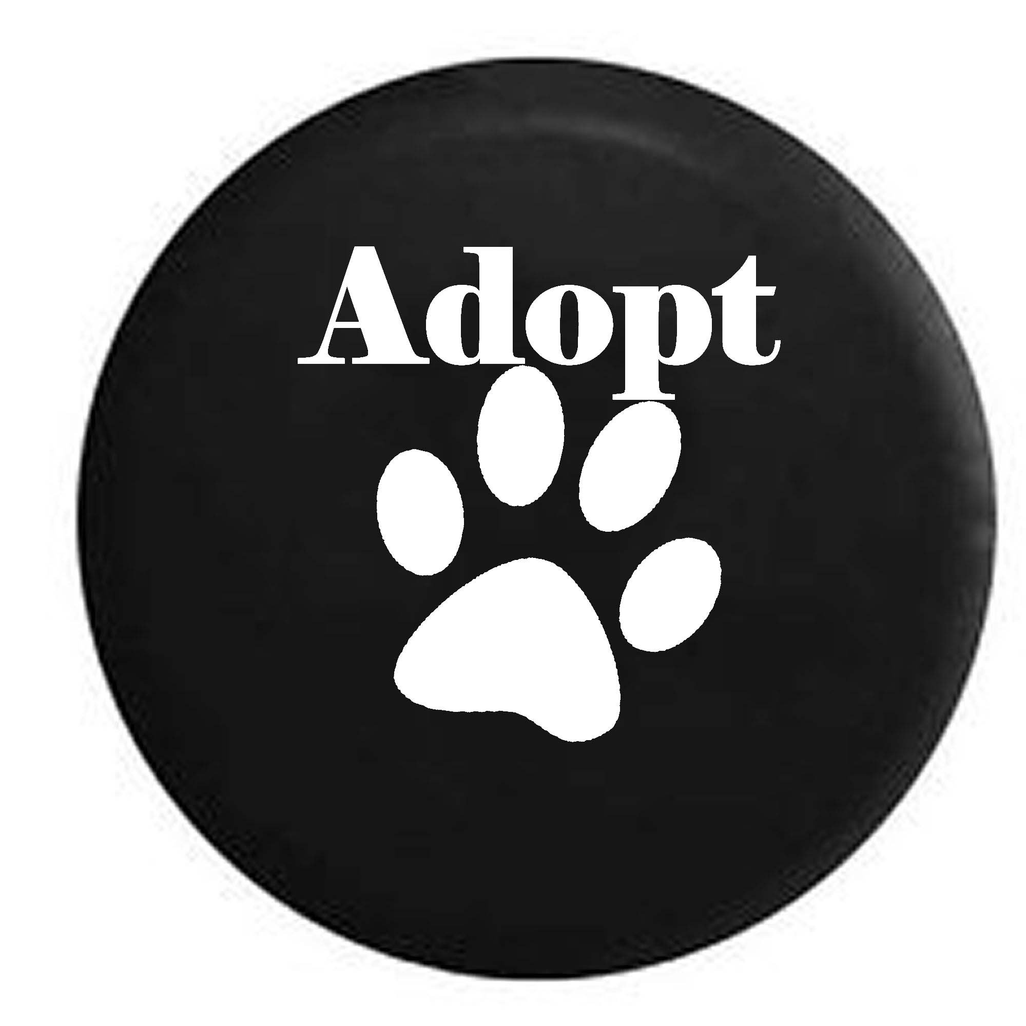 Adopt - Dog Lover Paw Print Rescue Spare Tire Cover for SUV, Camper & RV | 27.5 Inch Universal Fit | Waterproof & UV-Resistant Accessories | Perfect for Outdoor Adventures & Animal Shelter Support