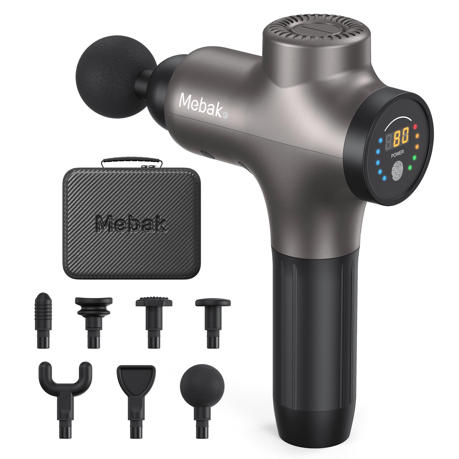 Mebak 3 Deep Tissue Massage Gun for Athletes - Professional Percussion Muscle Massager for Shoulder, Leg & Back Pain Relief - Quiet Portable Sports Massage Gun - Perfect Gift for Men - Use After Workouts, Yoga & Recovery