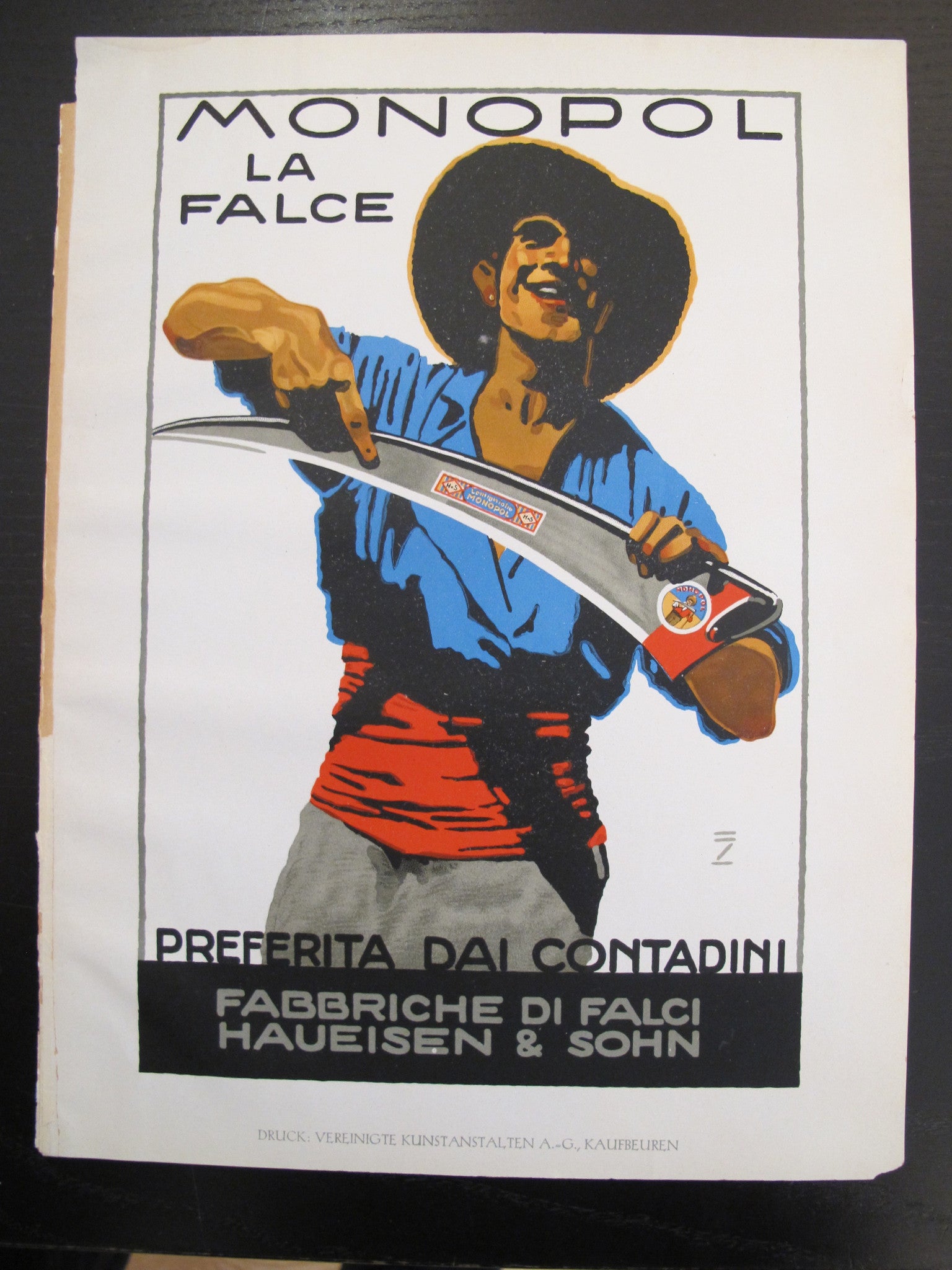 1926 Original German Art Deco Poster - Monopol La Falce Vintage Print | Wall Decor for Home, Office & Art Collection