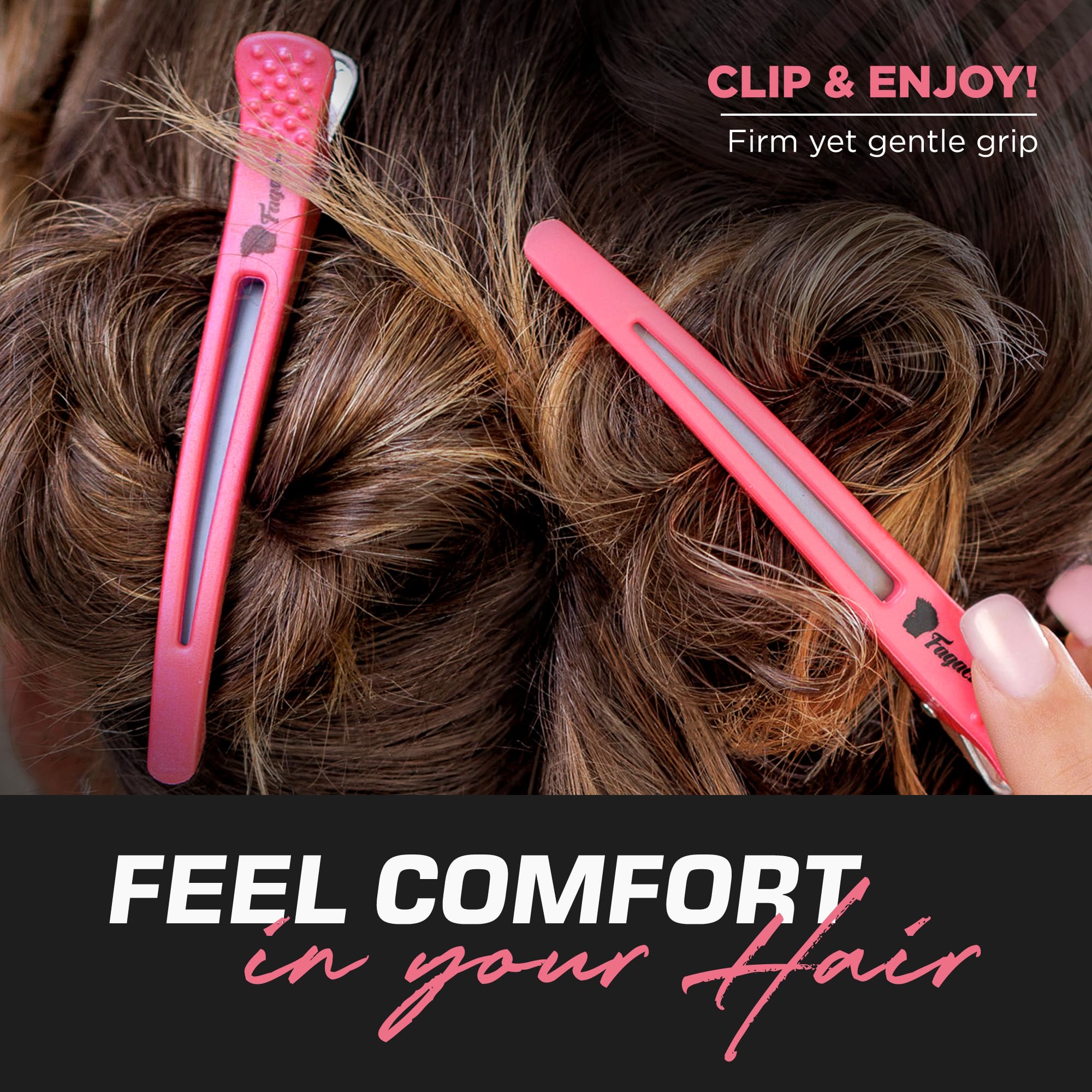 Firm Grip Hair Clips with Silicone Band - Duckbill Alligator Clips for Long Hair Styling, Sectioning & Salon Use - Perfect for Hairdressers, DIY Styling & Home Hair Care
