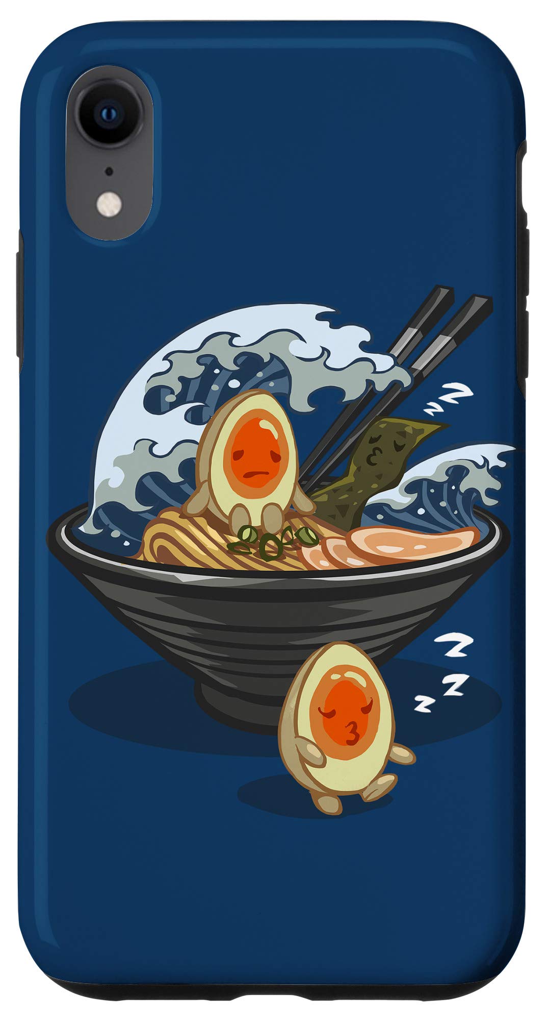 iPhone XR Case - Japanese Tsunami Ramen Noodle & Sleepwalking Egg Design - Durable Protective Cover for Everyday Use, Travel & Gifts