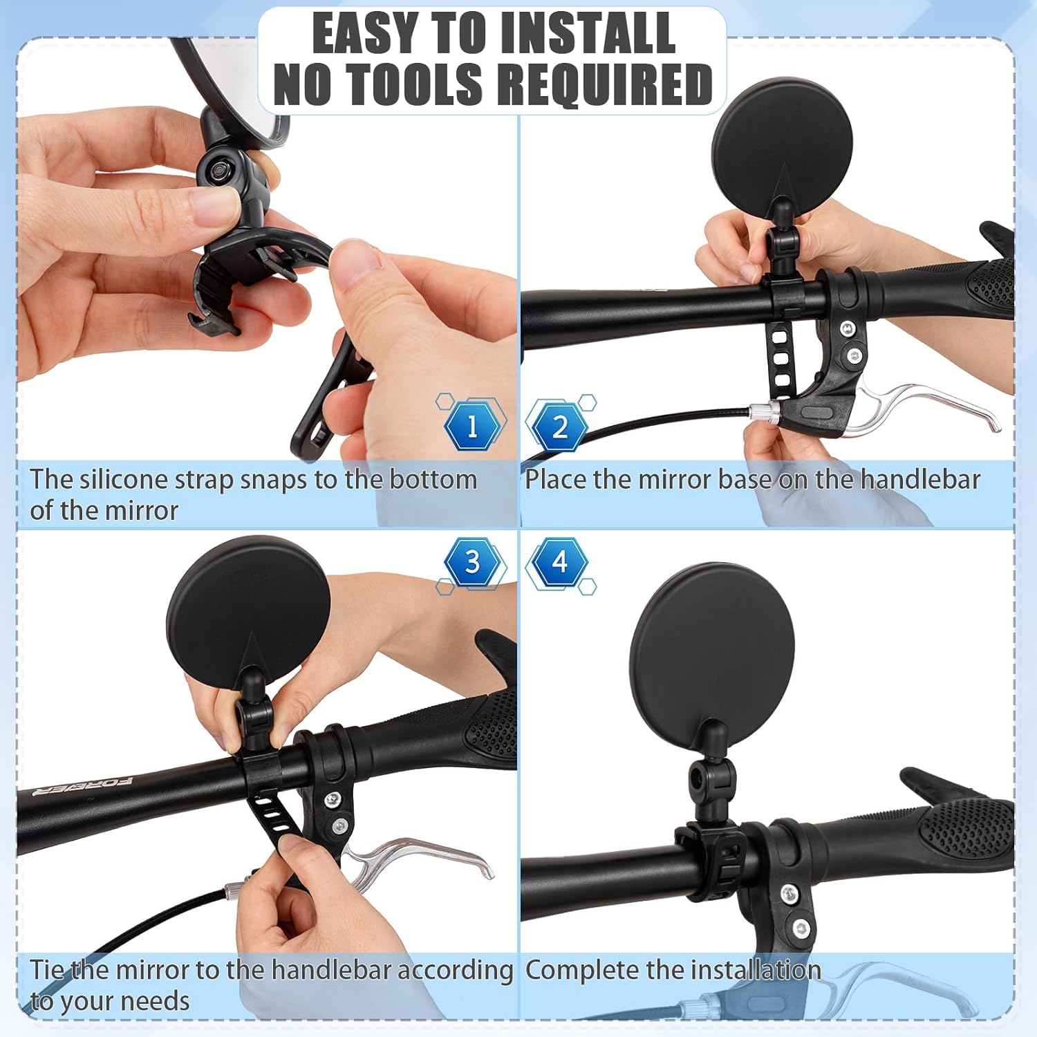2 Pack 360° Adjustable Bike Mirrors - Safe Rotatable Handlebar Bicycle Mirror for Mountain & Road Bikes | Convex Safety Design | Perfect for Cycling Commuting & Outdoor Adventures