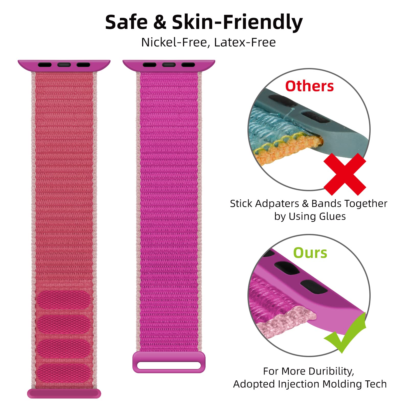 OXWALLEN Sport Loop Nylon Band for Apple Watch Series 9/8/7/6/5/4/3 SE 2/1 - 41mm 40mm 38mm Sizes - Adjustable Braided Fabric Strap for Men & Women - Pomegranate Red - Perfect for Running, Workouts & Daily Wear