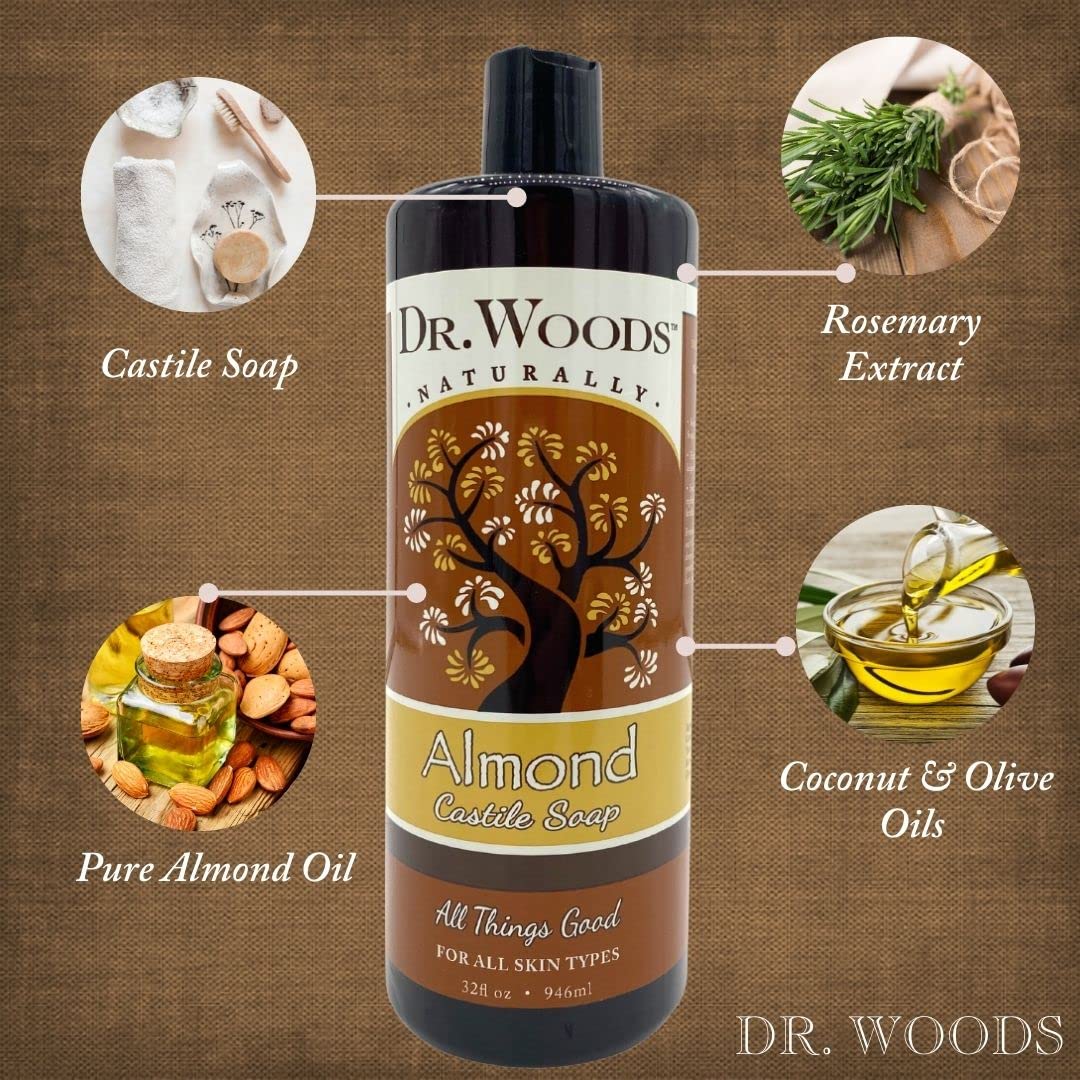 Pure Almond Castile Soap - Organic, Vegan & Unscented for Sensitive Skin | Hand Wash, Body Wash & Baby Care | Perfect for Eco-Friendly Home & Travel Use