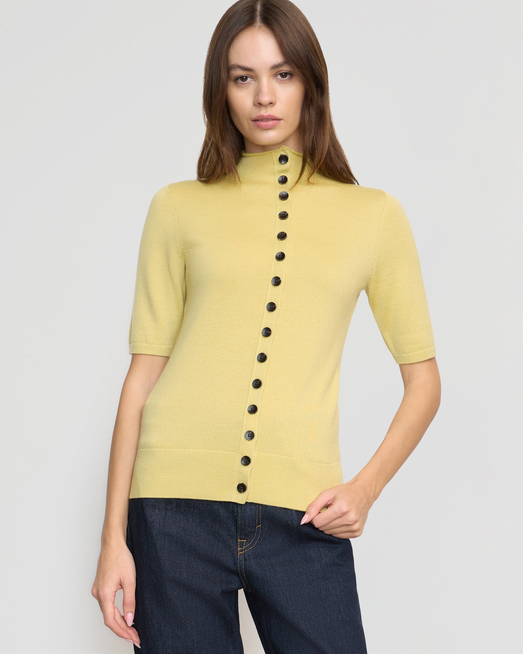 Charlotte Wool Button Short Sleeve Sweater for Women - Cozy Knit Pullover Top for Fall & Winter - Perfect for Office, Casual Outings and Date Nights