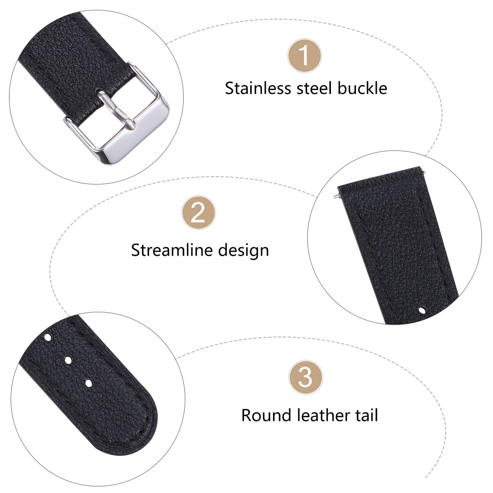 Premium Leather Watch Band Replacement - Hemobllo Genuine Leather Strap for Men & Women - Compatible with Apple Watch, Samsung, Fitbit - Ideal for Daily Wear, Business & Casual Outfits