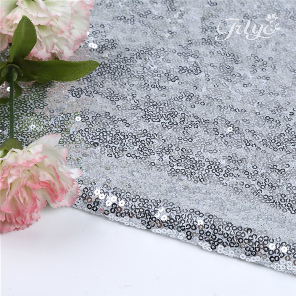Trlyc 2X8FT Christmas Silver Sequin Curtain - Sparkling Sequin Party Backdrop for Weddings, Holidays & Home Decor | Perfect for Christmas, New Year, Birthday Parties & Photo Booths