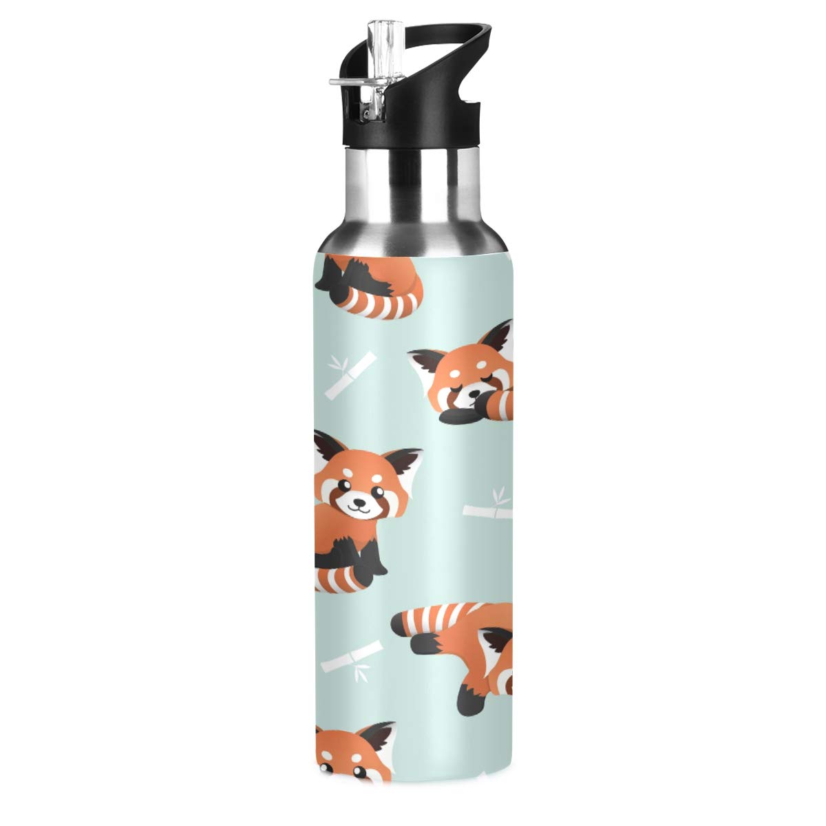 Blueangle Cute Red Panda Insulated Stainless Steel Water Bottle with Straw - BPA Free, Leak Proof, 24hr Temperature Retention - Perfect for Gym, Hiking, Camping & Outdoor Activities