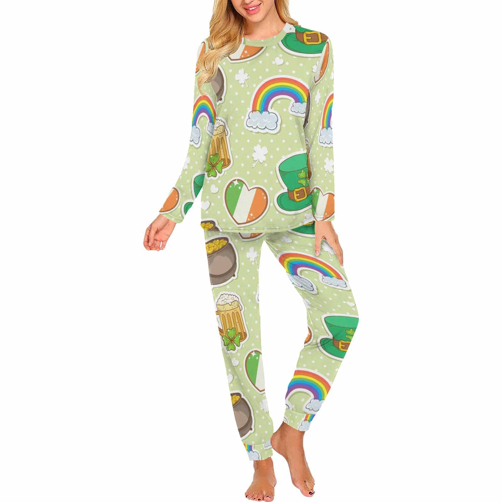 InterestPrint Lucky Clover Women's 2-Piece Pajama Set - Soft Sleepwear & Lounge Outfit for Cozy Nights & Relaxing at Home