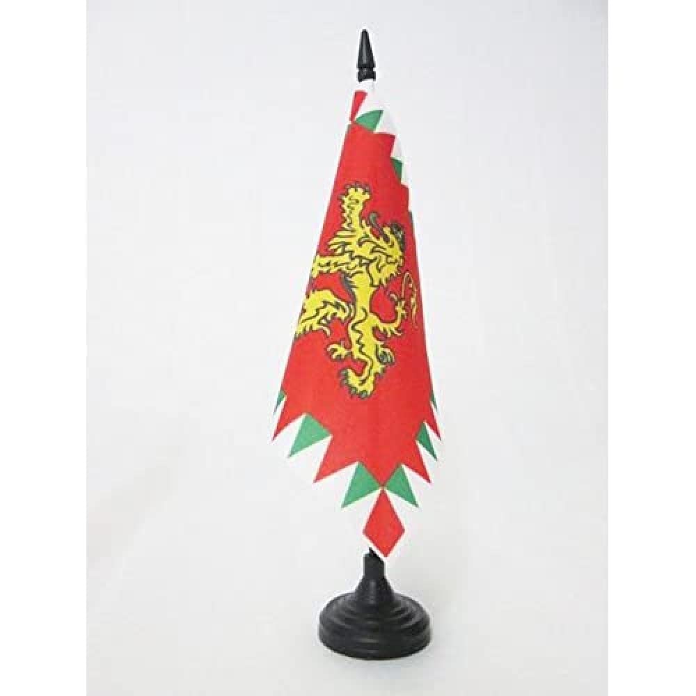 Royal Standard of Bulgaria 1908-1940 Miniature Table Flag 5'' x 5'' (15x15cm) - Bulgarian Kingdom Desk Flag with Black Plastic Stand - AZ FLAG - Perfect for History Enthusiasts, Office Decor & Collectors