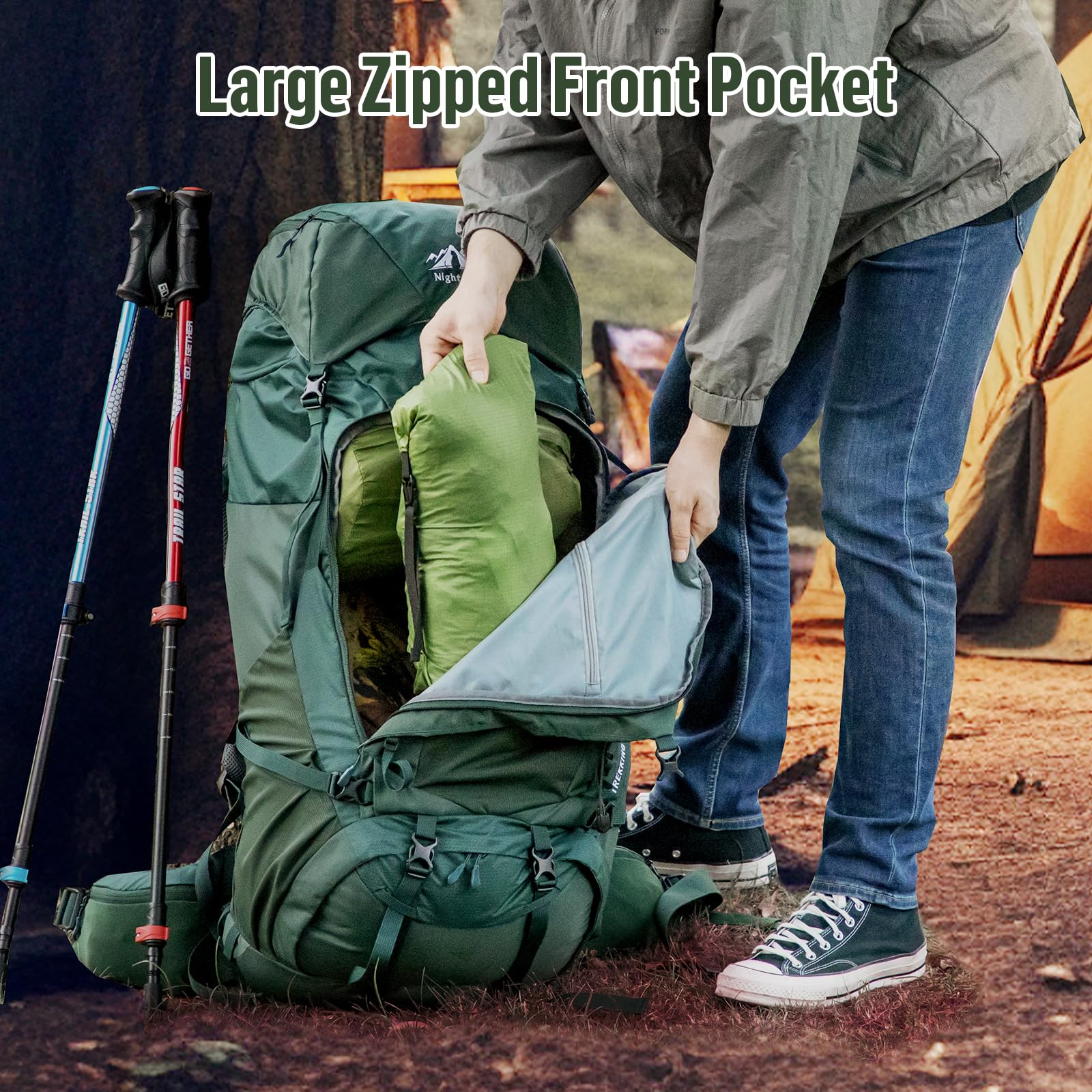 Night Cat 100L Internal Frame Hiking Backpack - Large Waterproof Camping Backpack for Men & Women with Rain Cover - Perfect for Outdoor Adventures, Traveling, and Backpacking Trips