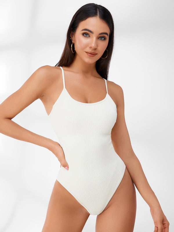 ZASUWA Women's Sleeveless Ribbed Bodysuit with Adjustable Straps - Sexy Short Tops for Summer, Night Out, and Casual Wear
