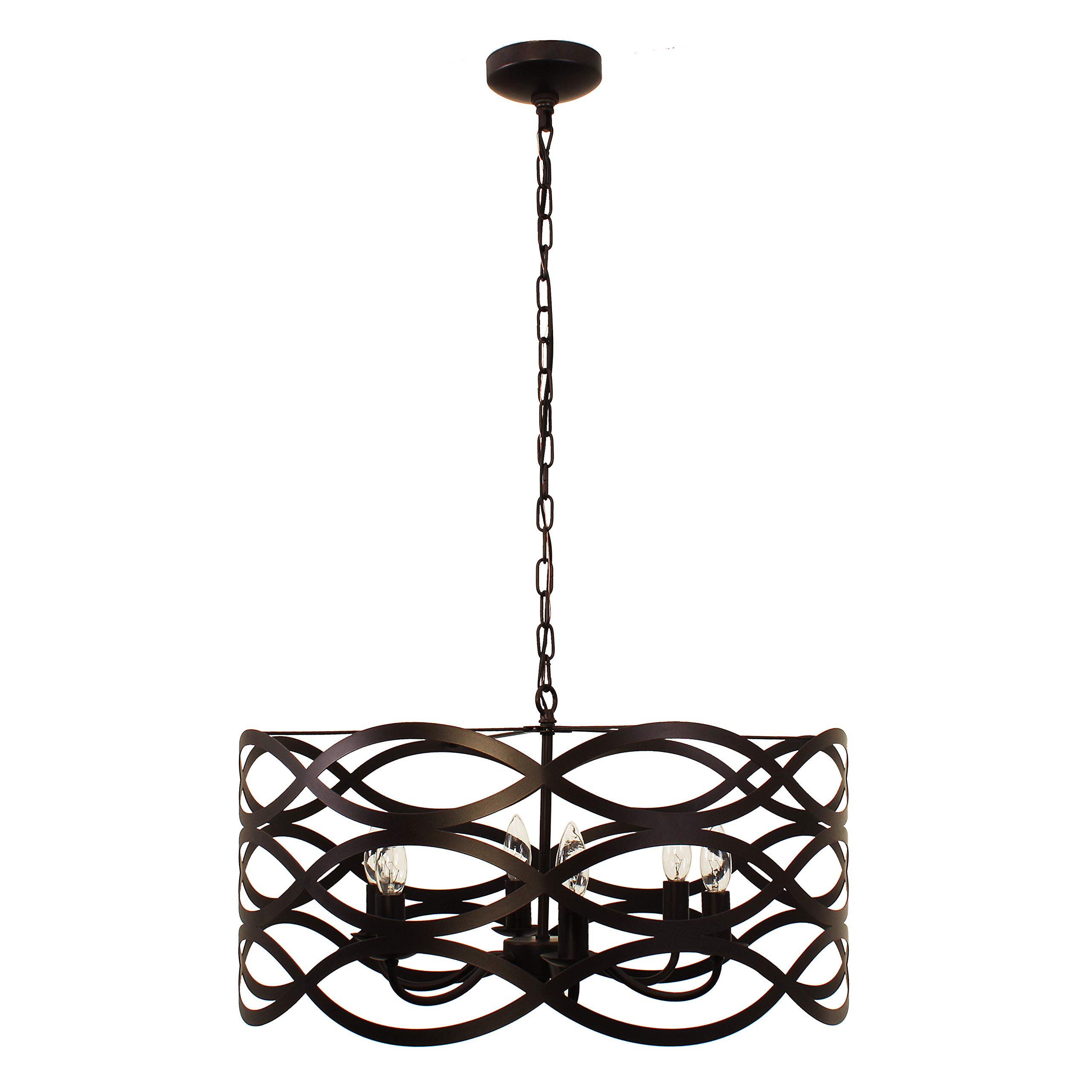 6-Light Oil Rubbed Bronze Ceiling Pendant Light Fixture - 24