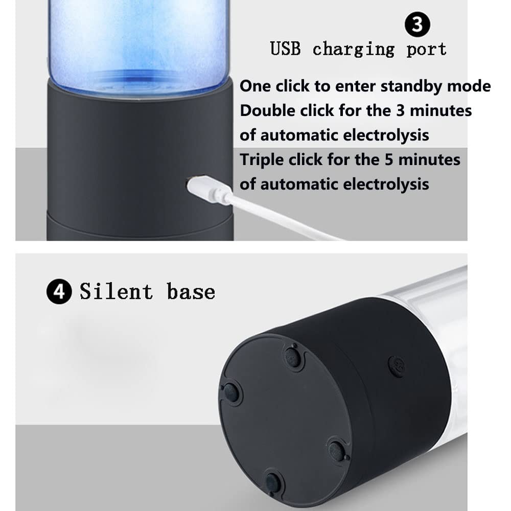 Hydrogen Alkaline Water Bottle - Portable USB Rechargeable Hydrogen Water Generator with 800-1200 PPB Hydrogen Content, 350ml for Home, Office, Travel & Work | Fast 3-5 Minute Hydrogen Production | Perfect for Hydration, Detox & Energy Boost