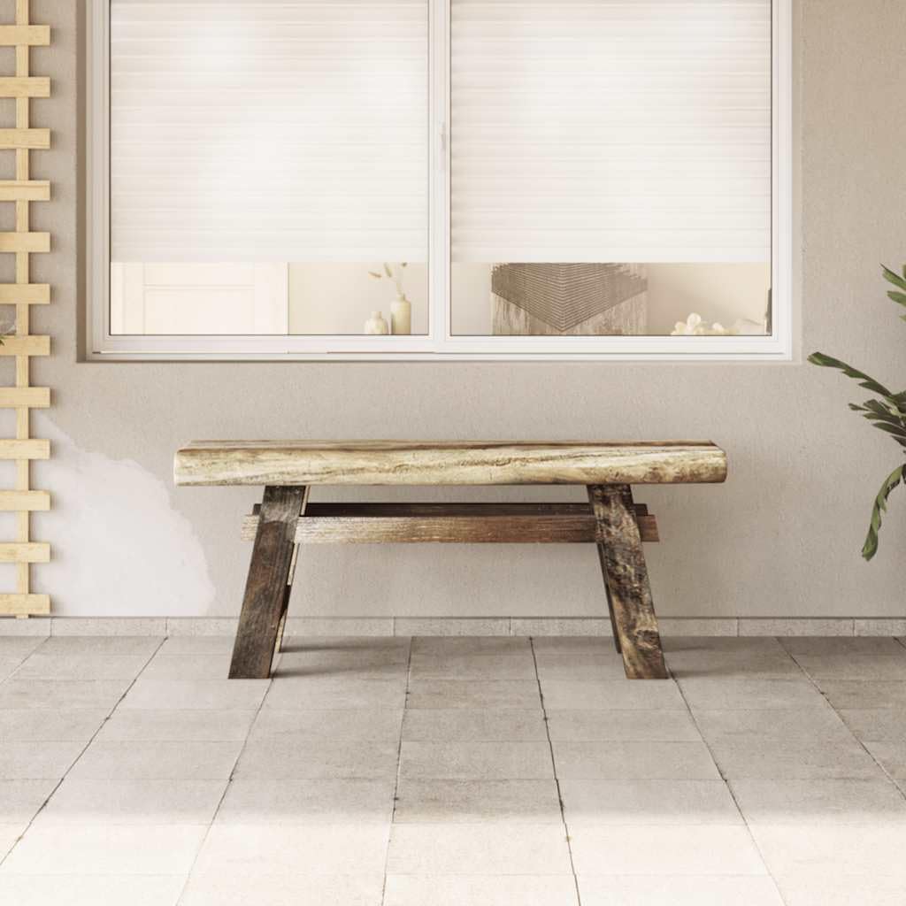 Handmade Rustic Farmhouse Storage Bench with Mixed Recycled Wood and Solid Teak - 39.4