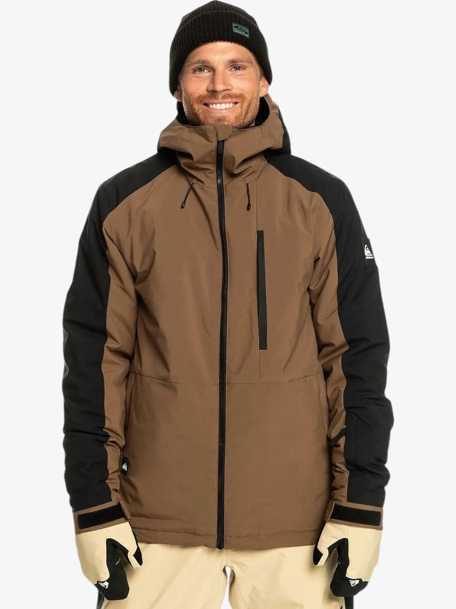 Quiksilver Mission Block Snow Jacket - Brown & Black - Waterproof Winter Coat for Skiing, Snowboarding & Outdoor Adventures