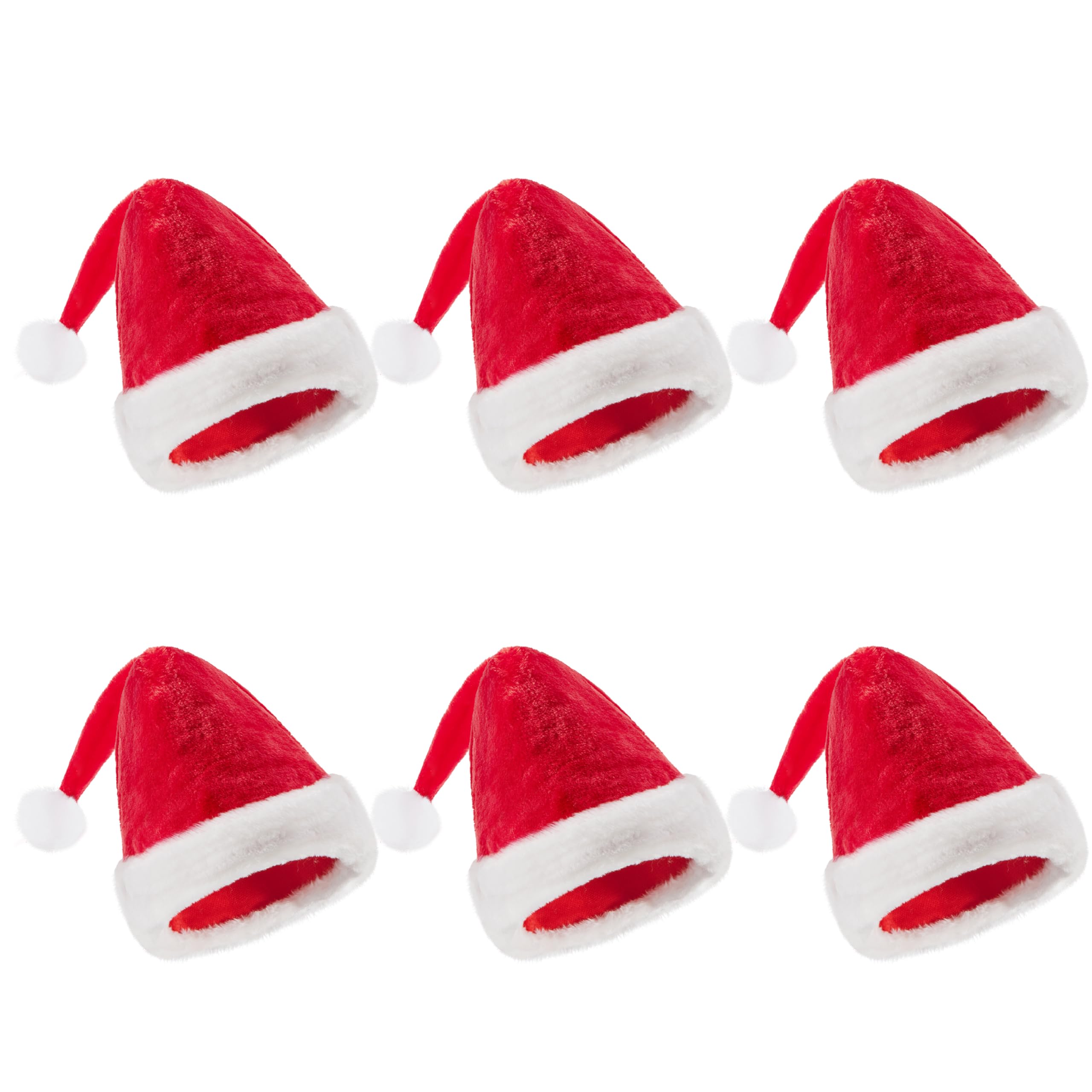 JOYIN 12 Pack Christmas Santa Hats - Plush Red Velvet Santa Claus Hats with White Fur Trim (12.5 x 20 Inches) for Holiday Parties, Christmas Decorations & Festive Gift Giving