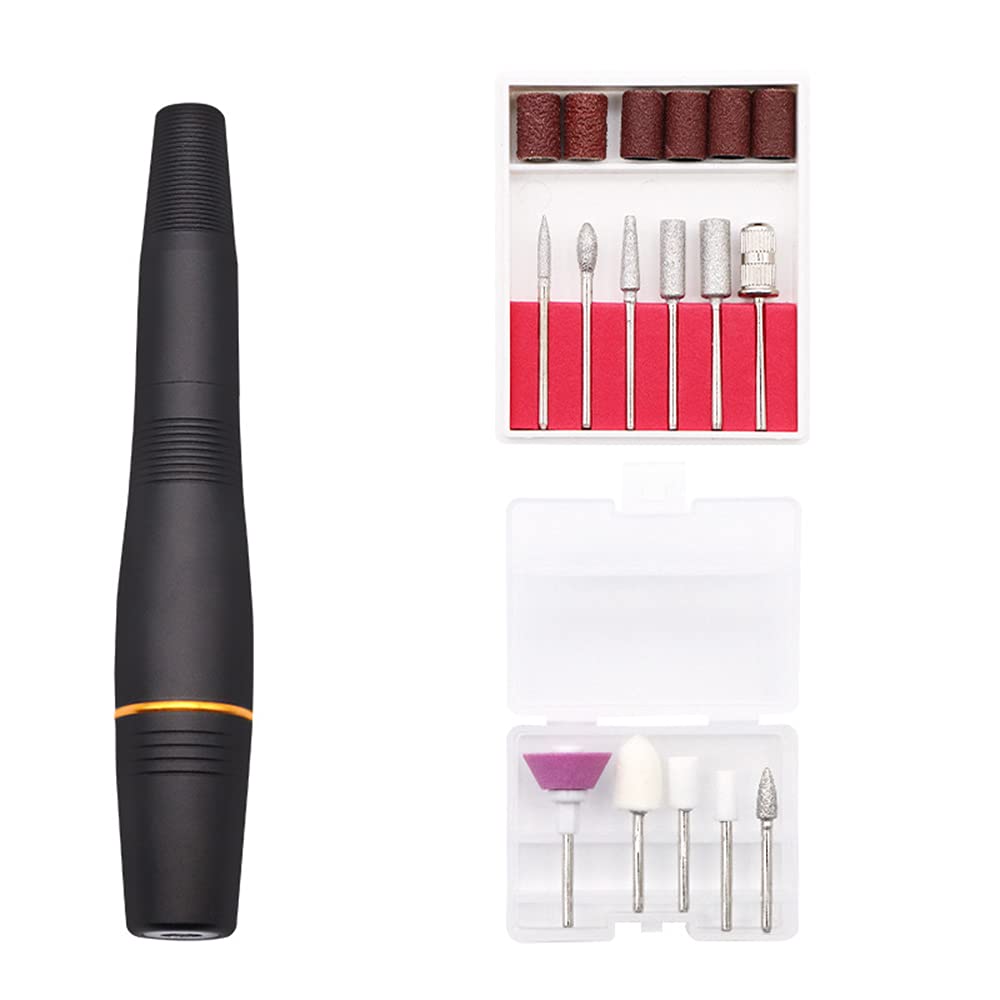 Layfoo Electric Nail Pen - 20000 RPM Professional Manicure Kit with Multiple Bits for Natural Nails, Home Salon & DIY Nail Care (Black) | Perfect for Gel Polish Removal, Acrylic Shaping & At-Home Nail Art