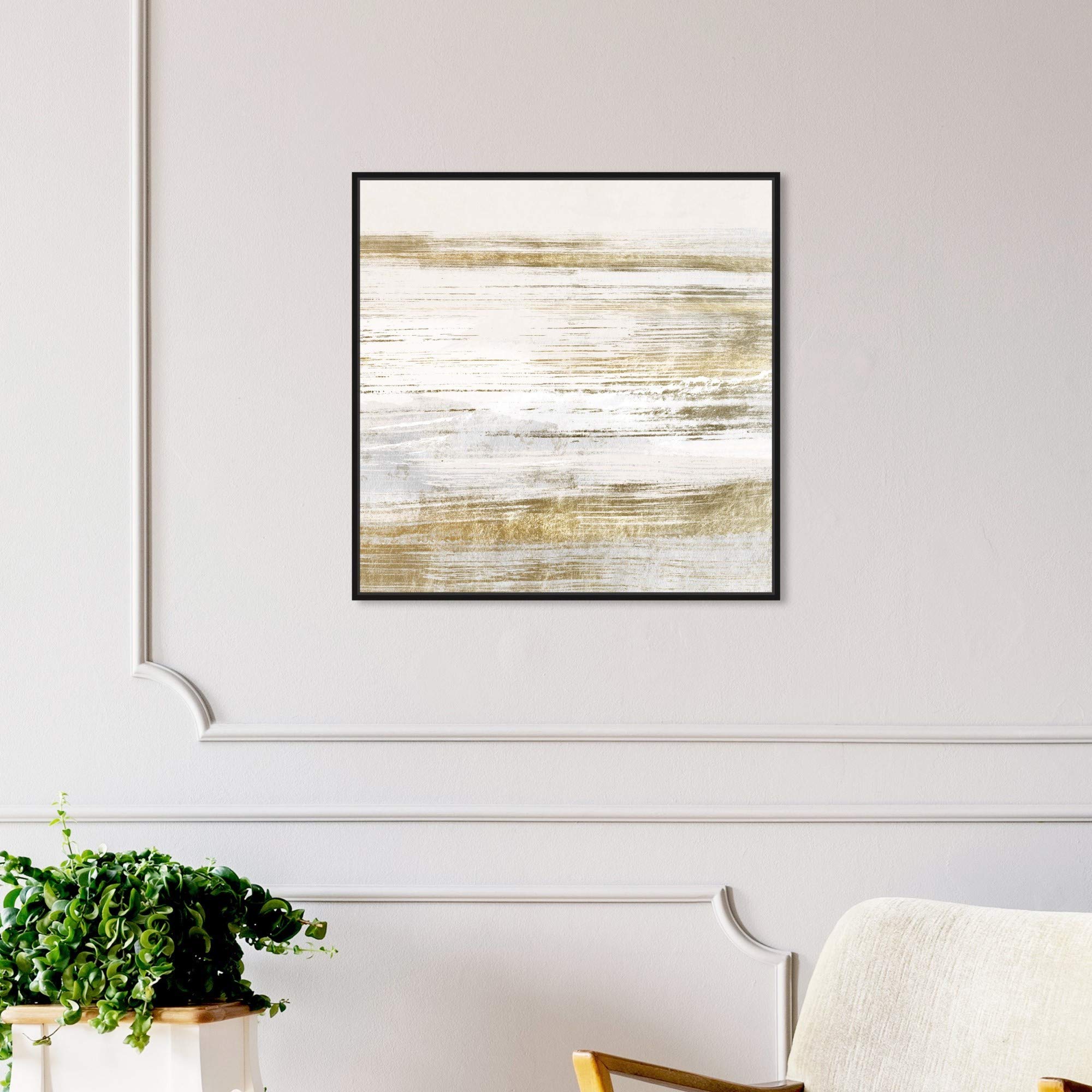 Blush Romance Gold Abstract Wall Art Canvas Print - 24x24 Inch Black Framed Home Decor by Oliver Gal Artist Co. | Perfect for Living Room, Bedroom & Office Decor