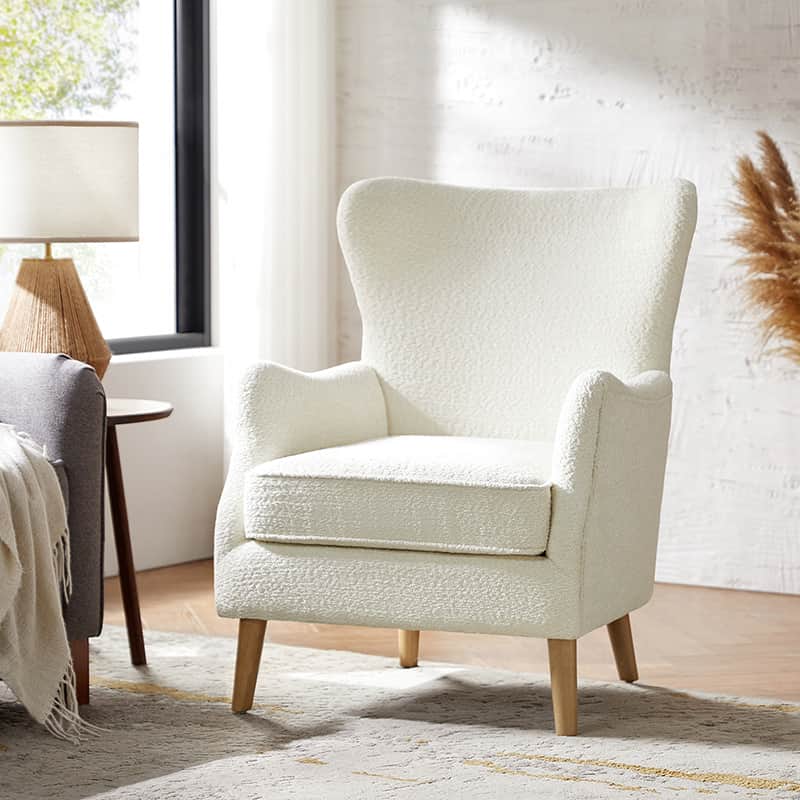 Dorothy Upholstered Armchair with Solid Rubber Wood Frame & Sturdy Legs - Perfect for Living Room, Bedroom, or Home Office Seating