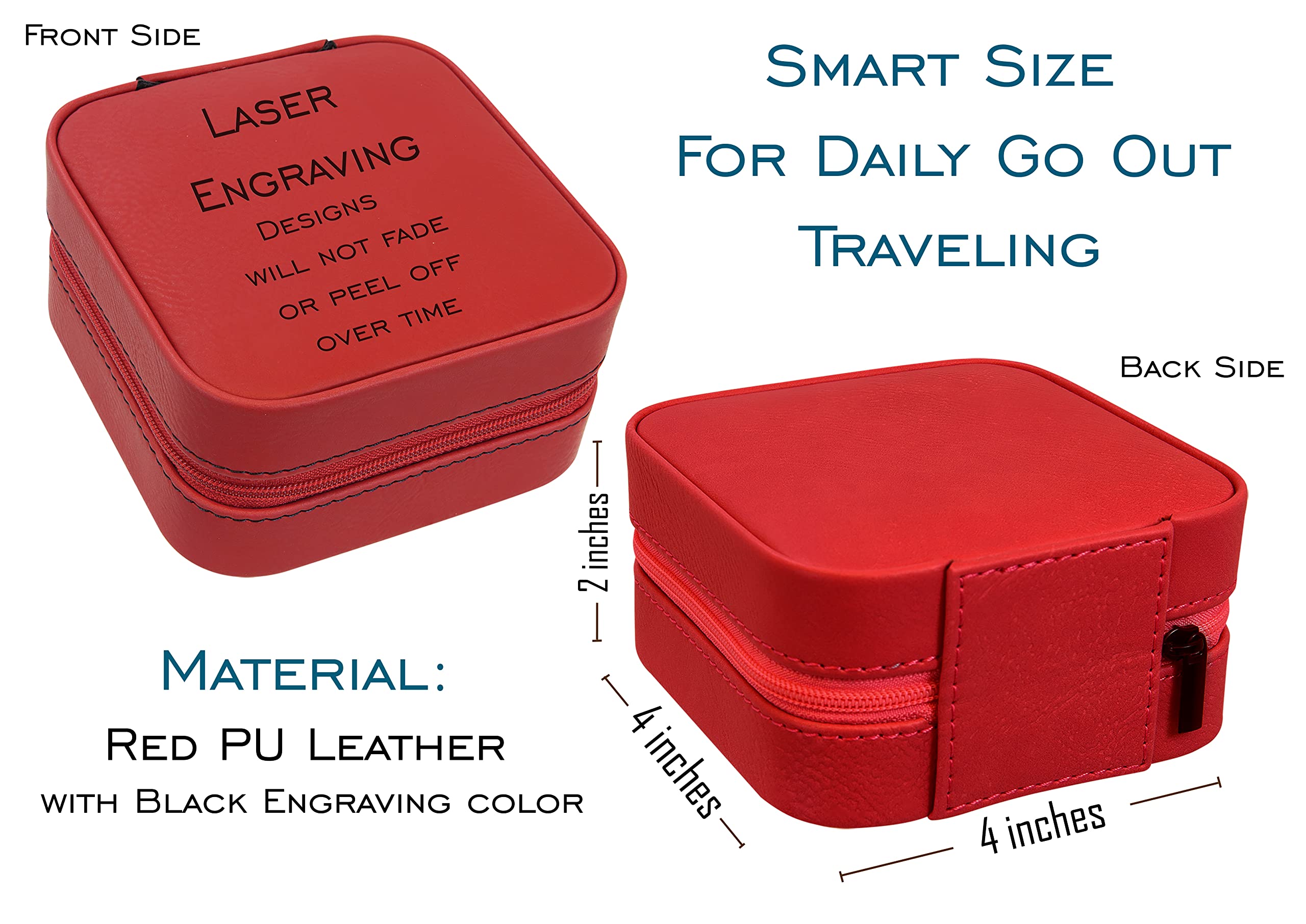 Personalized Leather Jewelry Box with Name & Zodiac Sign Engraving - Elegant Jewelry Organizer for Women, Custom Travel Jewelry Case - Perfect Birthday, Wedding, Anniversary Gift for Mom, Wife, Girlfriend (Red) - Great for Home Storage, Travel & Special Occasion Gifts