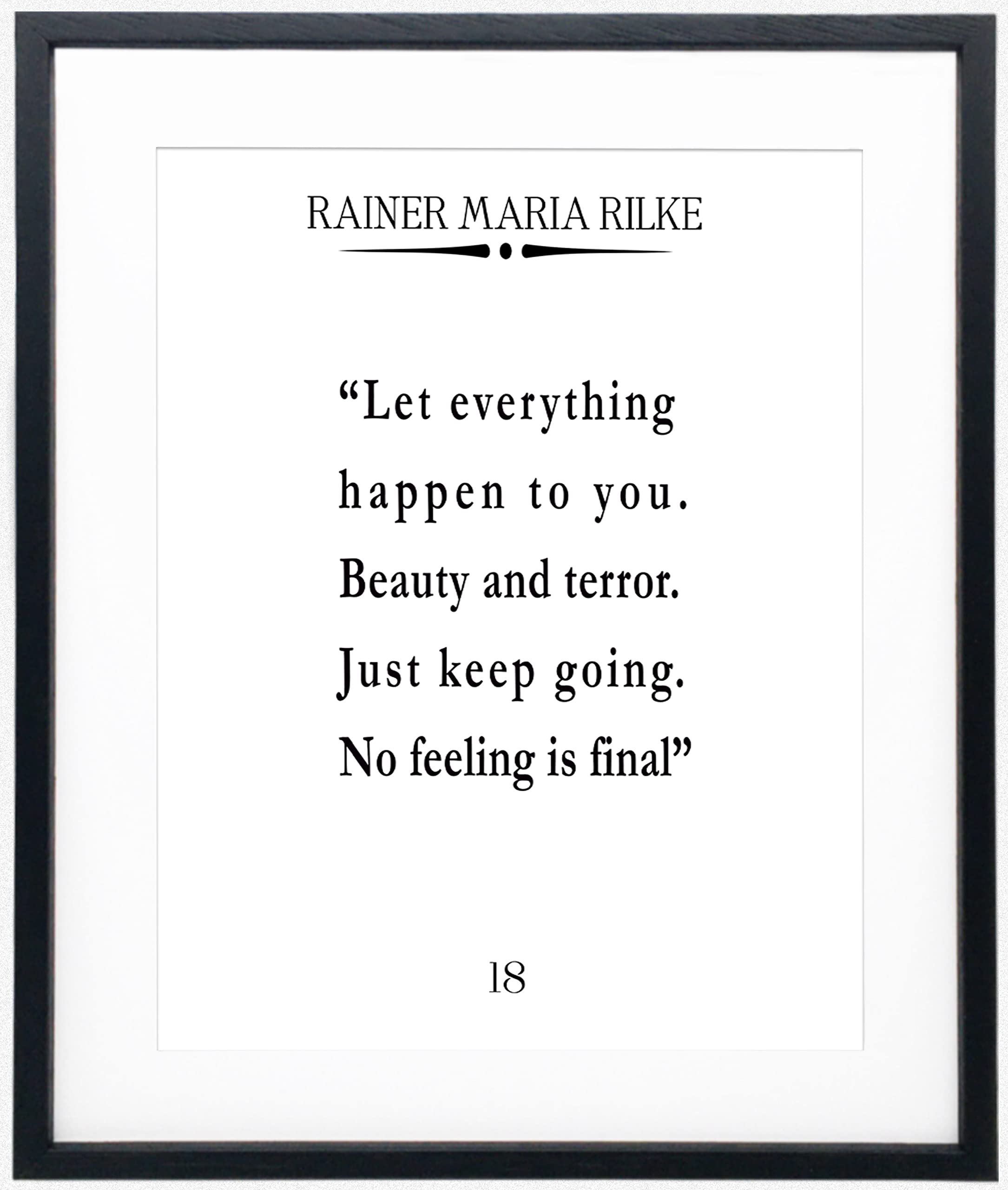 Minimalist Rainer Maria Rilke Quote Wall Art - Inspirational Home & Office Decor - 5x7 White Framed Print - Perfect for Bedroom, Living Room & Gift Giving