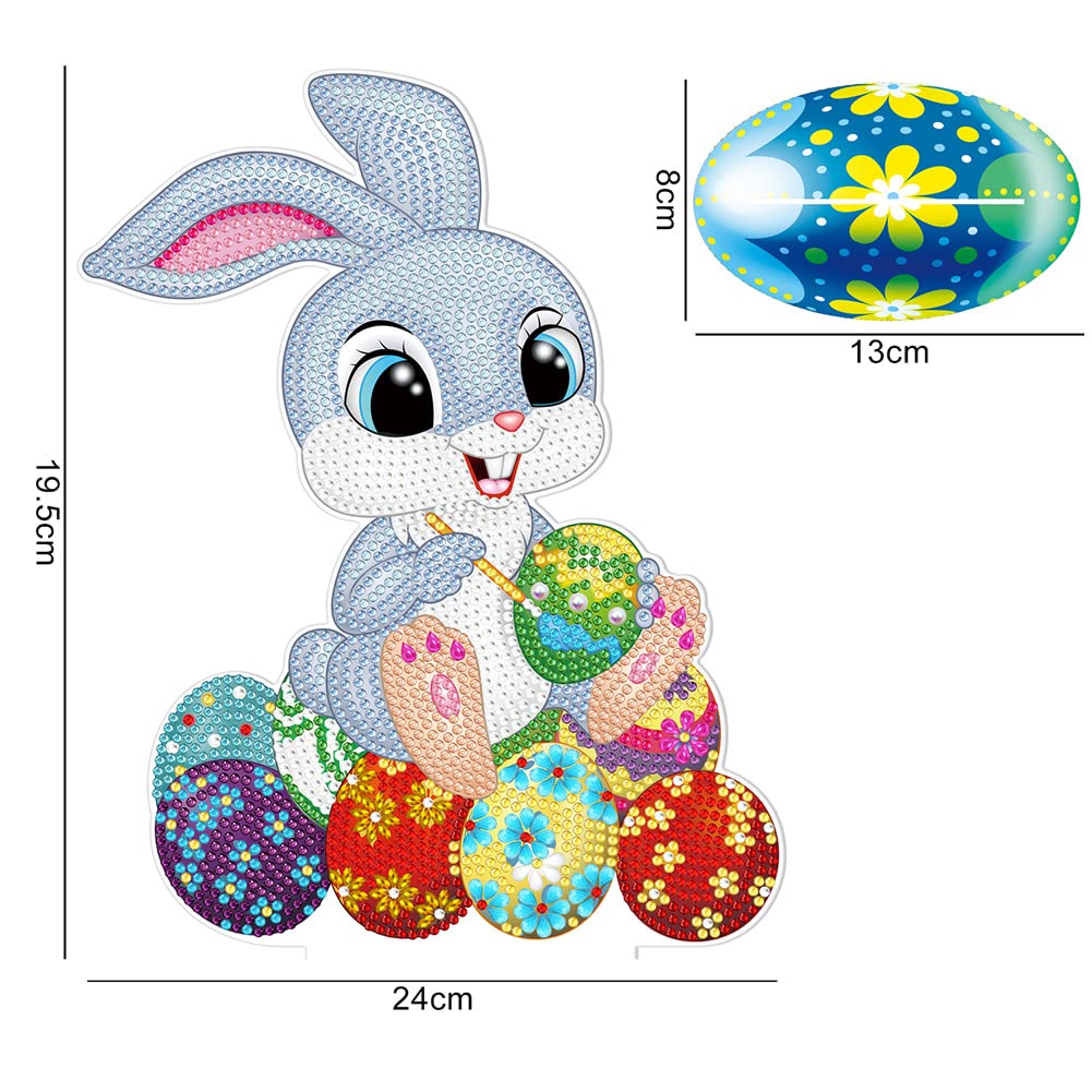 SHUWND 5D Diamond Painting Kit - Easter DIY Rabbit Eggs Full Drill Rhinestone Mosaic with Crystals | Paint by Numbers for Adults | Perfect Gift, Home Decor & Tabletop Ornament | Relaxing Craft for Stress Relief & Holiday Decorations
