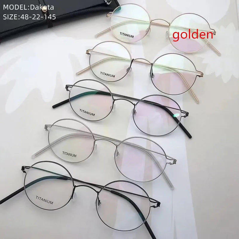 Aimee Men's Full Rim Round Screwless Titanium Eyeglasses 2248 - Lightweight & Durable Titanium Frame for Reading, Work & Everyday Use