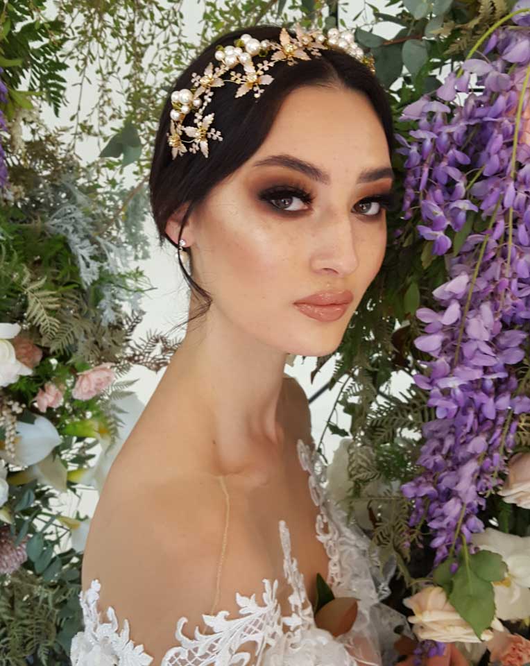 Elegant Bridal Headpiece with Floral and Pearl Design - Enchanted Garden by Kezani | Perfect for Weddings, Prom, and Special Occasions