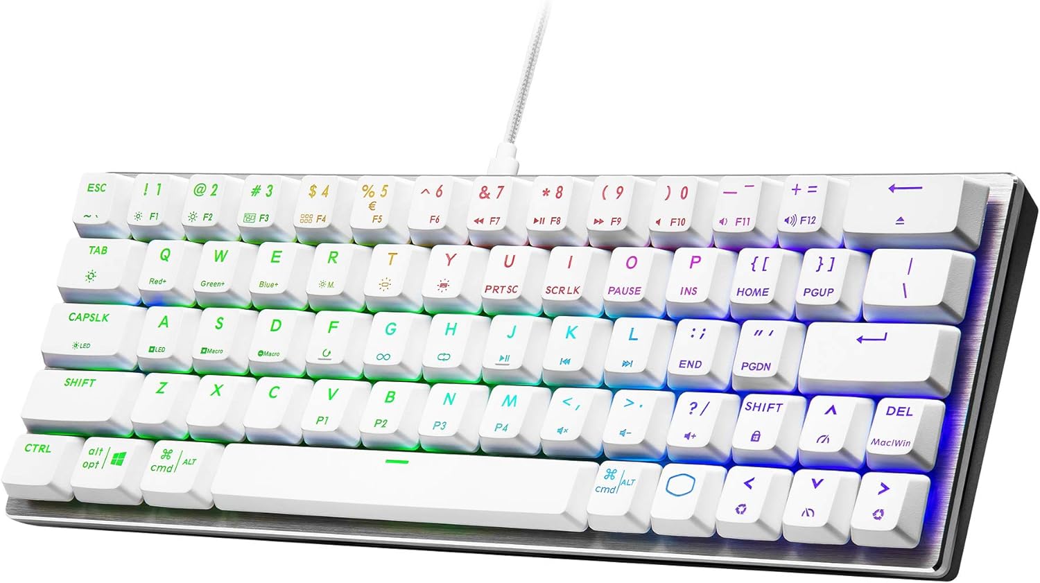 Cooler Master SK620 60% Compact Mechanical Gaming Keyboard - Low Profile Silver/White Design - Perfect for Esports, Office Work & Travel