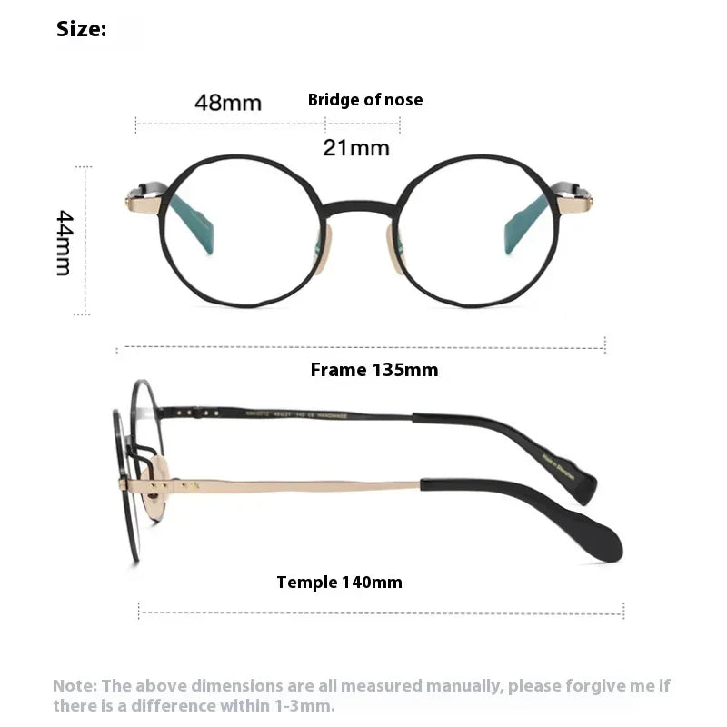 Aror Women's Full Rim Round Titanium Eyeglasses Frame 49412 - Lightweight & Durable for Work, Reading & Fashion