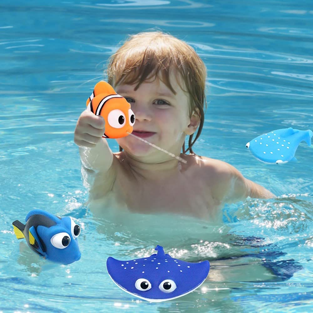 **4pcs Shark Bath Squirt Toys for Kids - Fun Baby Bathtub & Swimming Pool Water Toys - Perfect for Toddlers, Infants - Great Birthday Gift & Summer Beach, Pool Activity**    *(Use for bathtime fun, pool parties, beach outings, and outdoor water play!)*