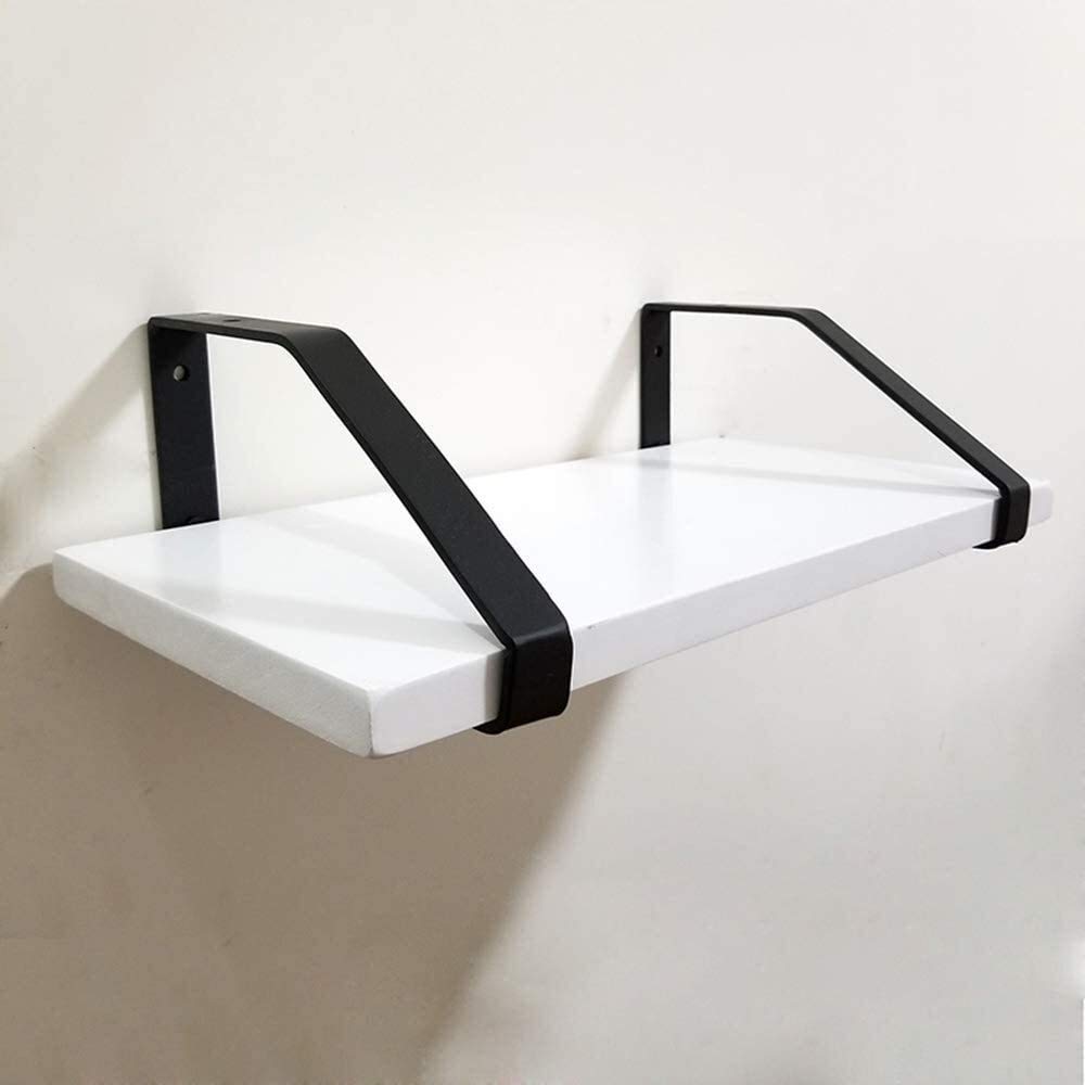 Heavy Duty Black Metal Shelf Brackets - 6 Inch (15cm) Floating Industrial Shelves, Rustic Wall Mounted Triangle Bracket for Kitchen, Bathroom, Garage Storage & Organization