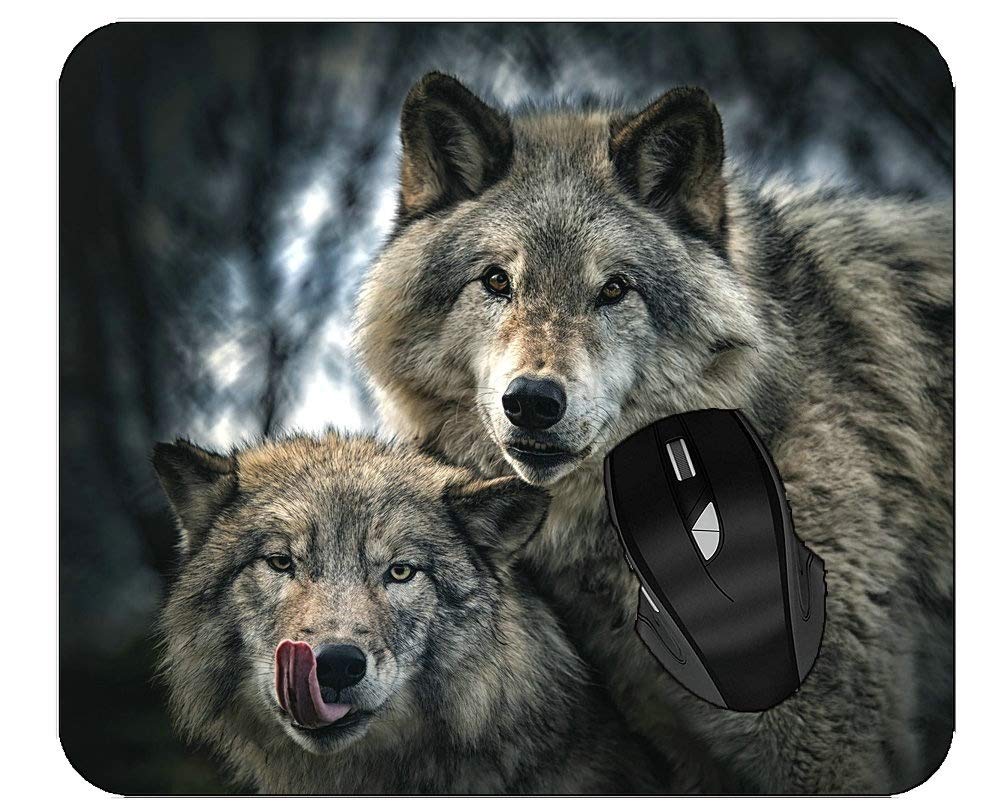 Wildlife Motherly Love Cub Wolf Mouse Pad with Stitched Edges - Non-Slip Gaming & Office Desk Mat for Computer, Laptop, PC - Perfect for Work, Gaming & Home Office Use