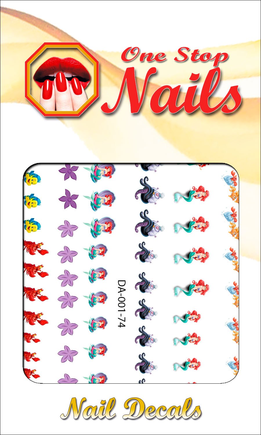 Clear Vinyl Peel and Stick Nail Decals - The Little Mermaid Ariel V1A - Waterproof Nail Stickers for Manicure, DIY Nail Art, Party & Cosplay